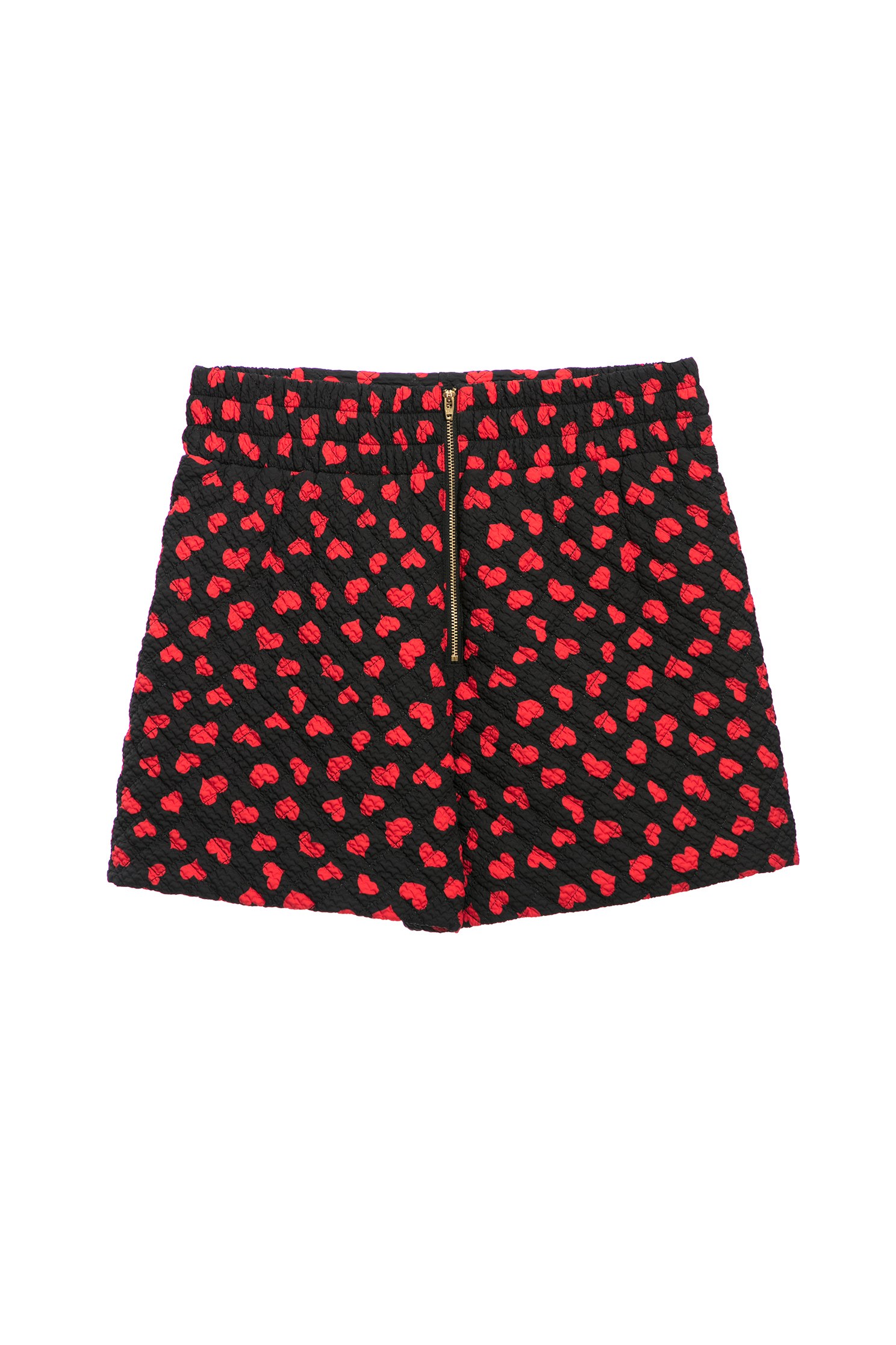 Quilted Printed Hearts ShortsHeart embossed shorts,Shorts,Season (AW) Look,Valentine