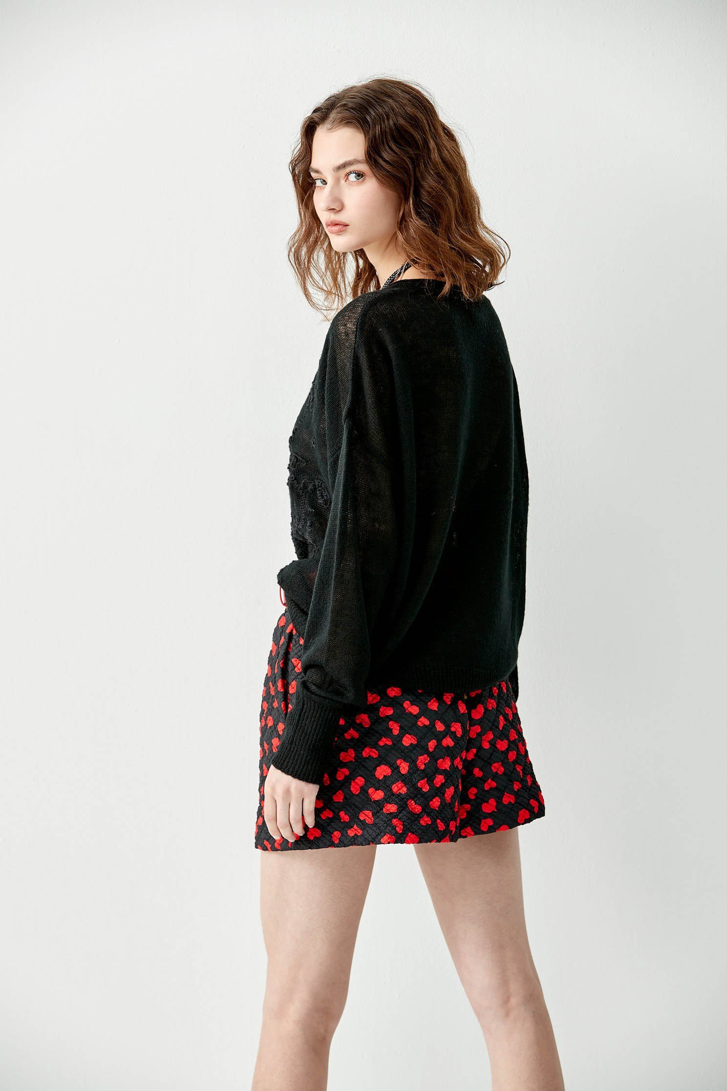 Quilted Printed Hearts ShortsHeart embossed shorts,Shorts,Season (AW) Look,Valentine