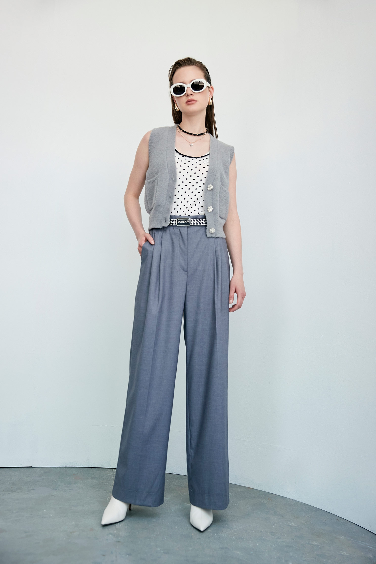 High Waist Wide Leg PantsHigh Waist Wide Leg Pants,Culottes,pearl,Belts,Season (AW) Look,Culottes,Tailored pants