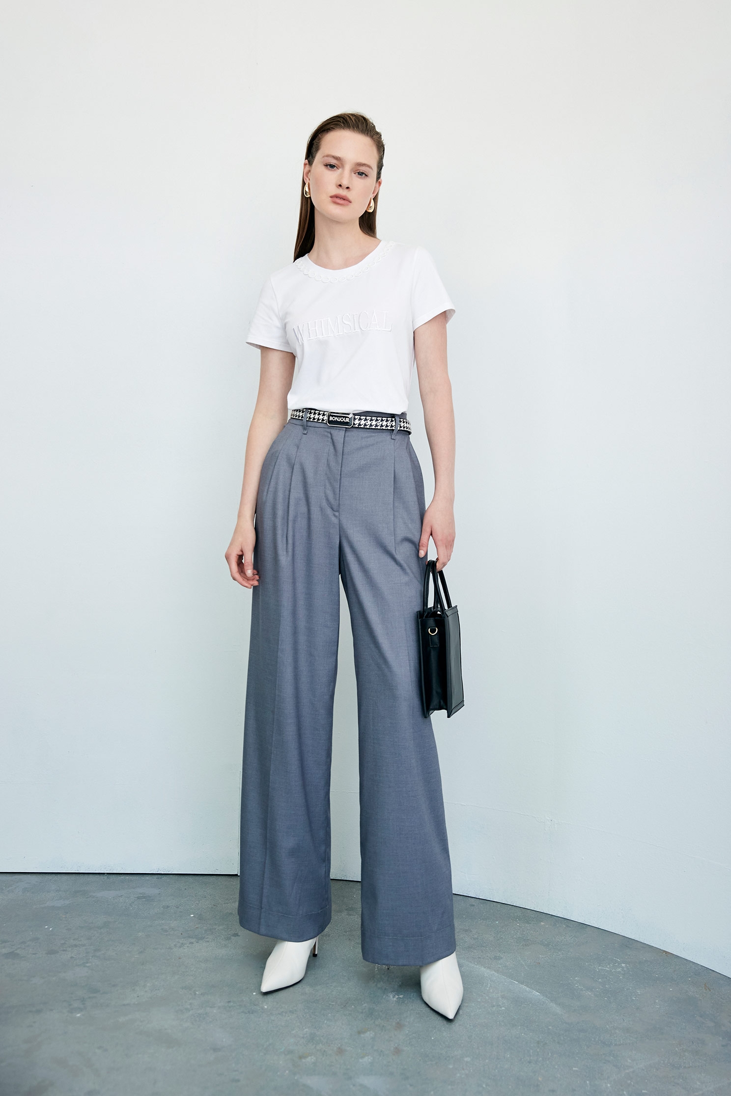 High Waist Wide Leg PantsHigh Waist Wide Leg Pants,Culottes,pearl,Belts,Season (AW) Look,Culottes,Tailored pants