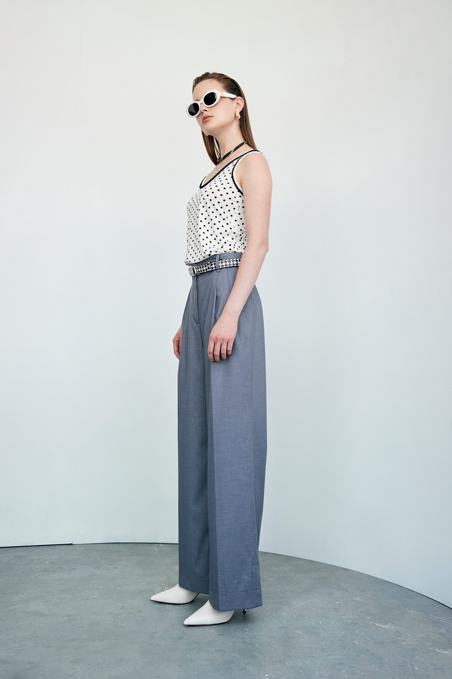 High Waist Wide Leg PantsHigh Waist Wide Leg Pants,Culottes,pearl,Belts,Season (AW) Look,Culottes,Tailored pants