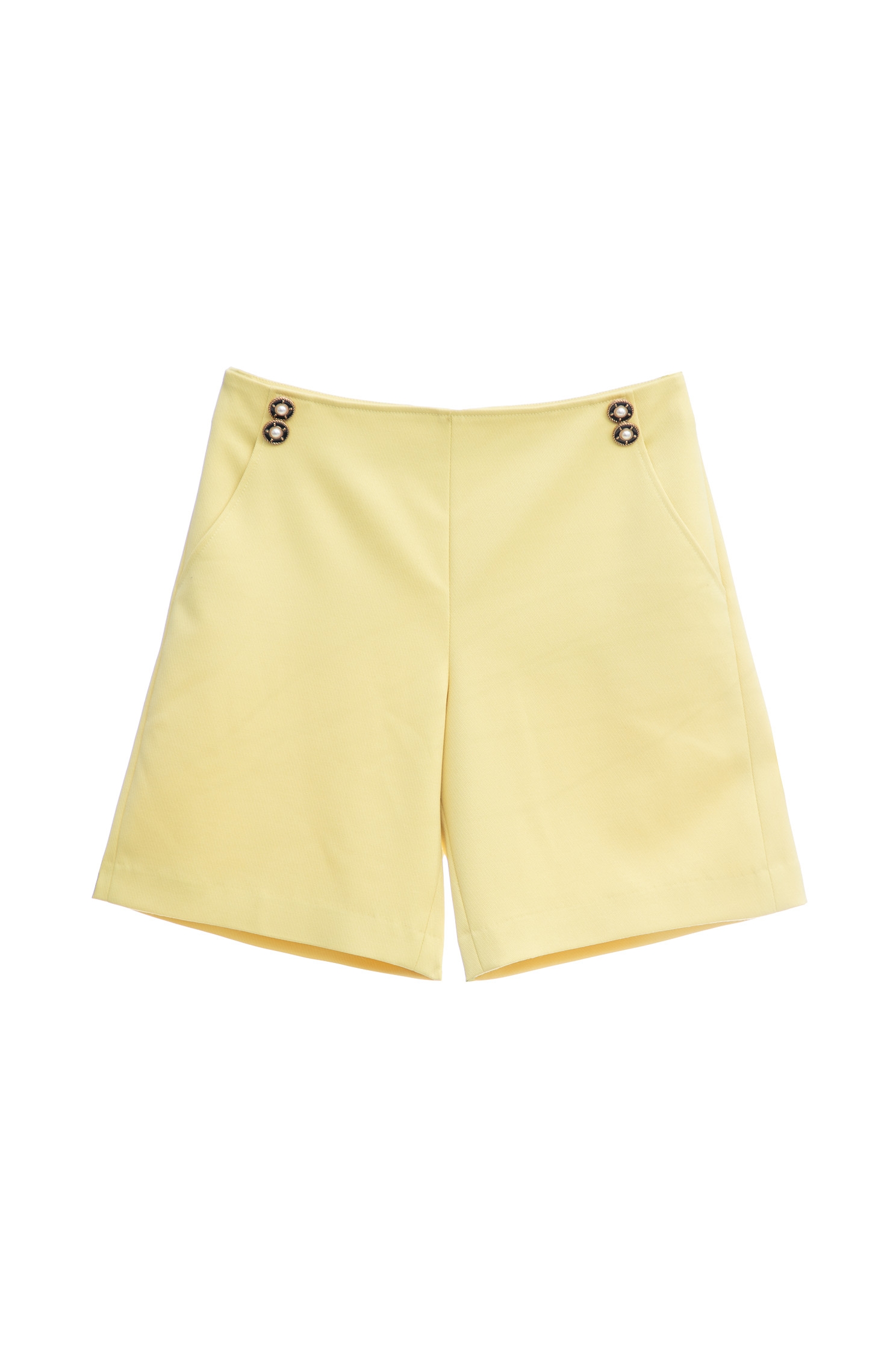 Straight Cut Shorts With  Buttons Applique DetailStraight Cut Shorts With  Buttons Applique Detail,pearl,Shorts,Season (AW) Look