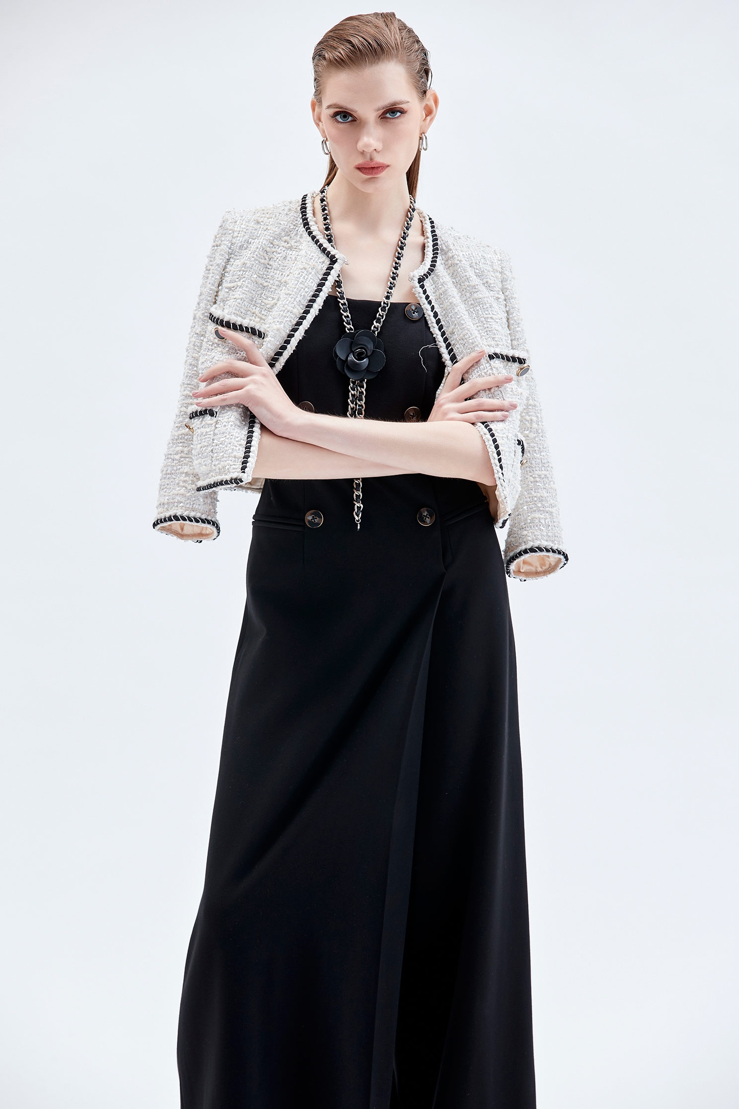 Front Panel Sleeveless Jumpsuit變化裙片式名模連身大寬褲,Culottes,Season (AW) Look,Culottes,Jumpsuits