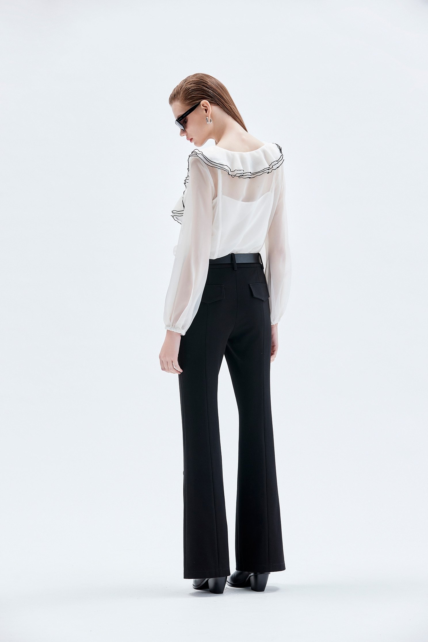 Button Detail Boot Leg Pants修身顯瘦極高喇叭長褲,Bell-bottoms,Culottes,Season (AW) Look,Bell-bottoms