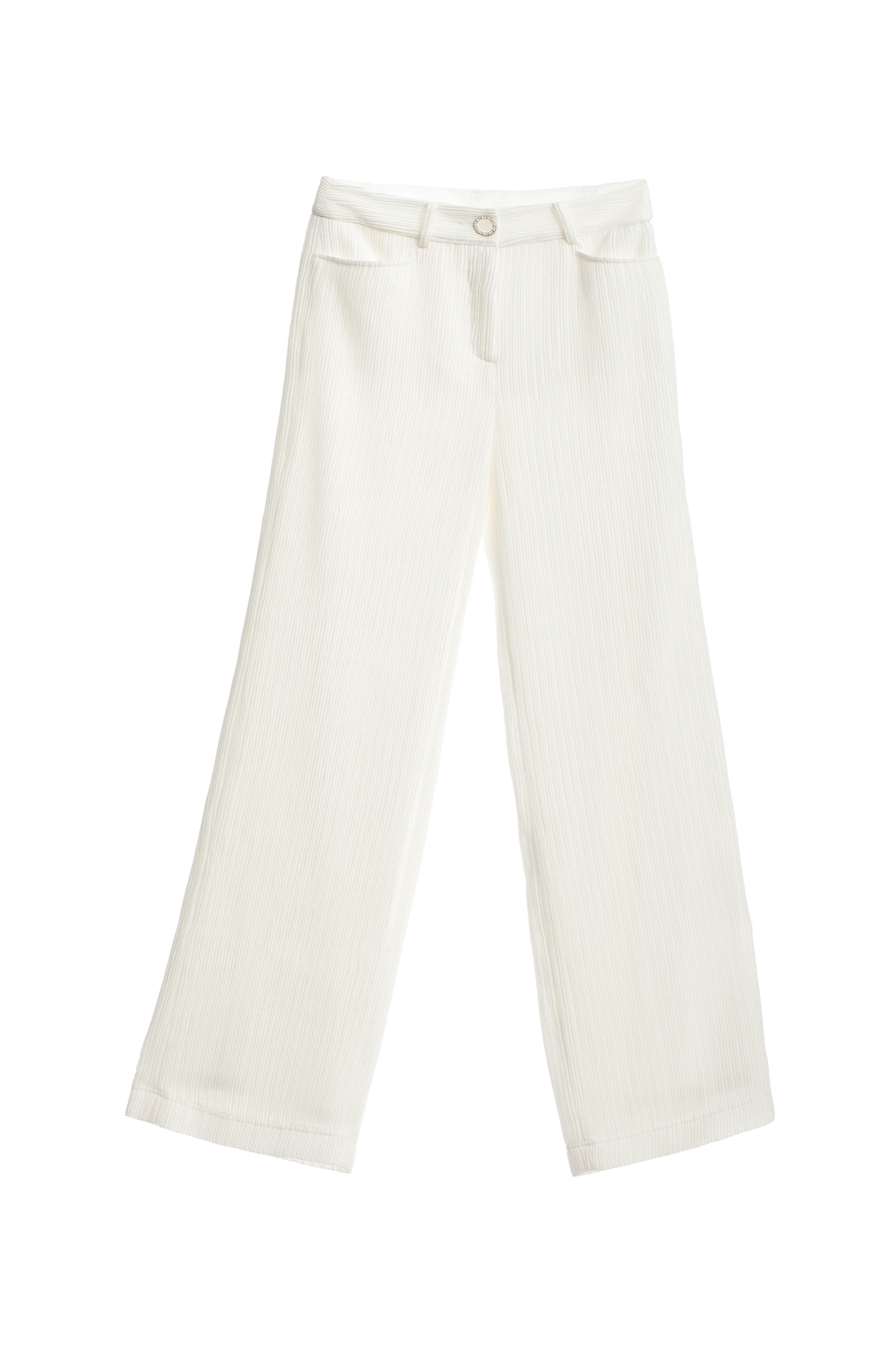 Wide Leg White Pants奶白色彈性坑條直筒寬褲,Culottes,Season (AW) Look,Culottes