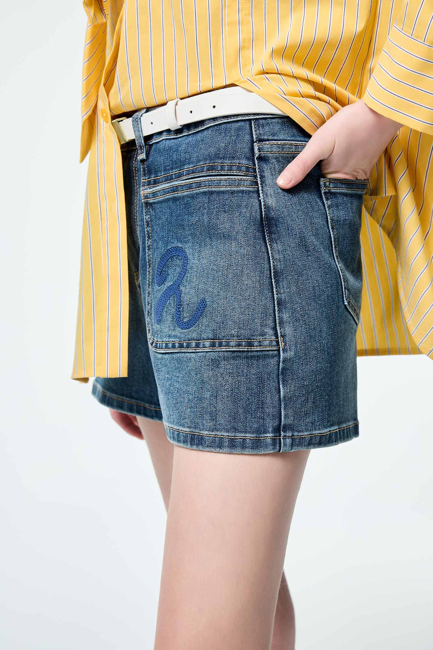 R Logo Denim ShortsR Logo Denim Shorts,Season (SS) Look,Denim,Jeans,pants