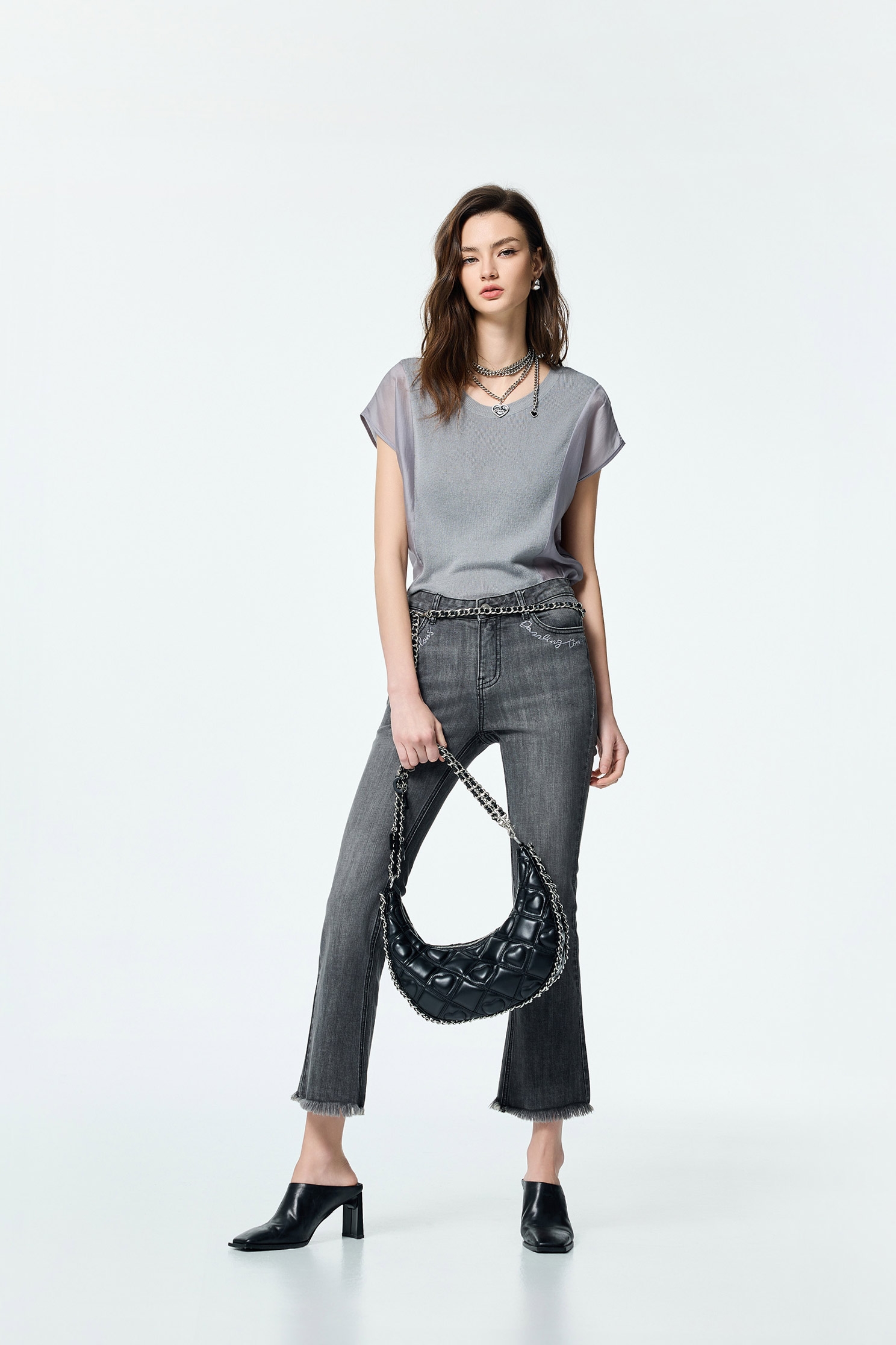 Grey Slim Fit JeansGrey Slim Fit Jeans,Season (SS) Look,Denim,Jeans,Embroidered,pants