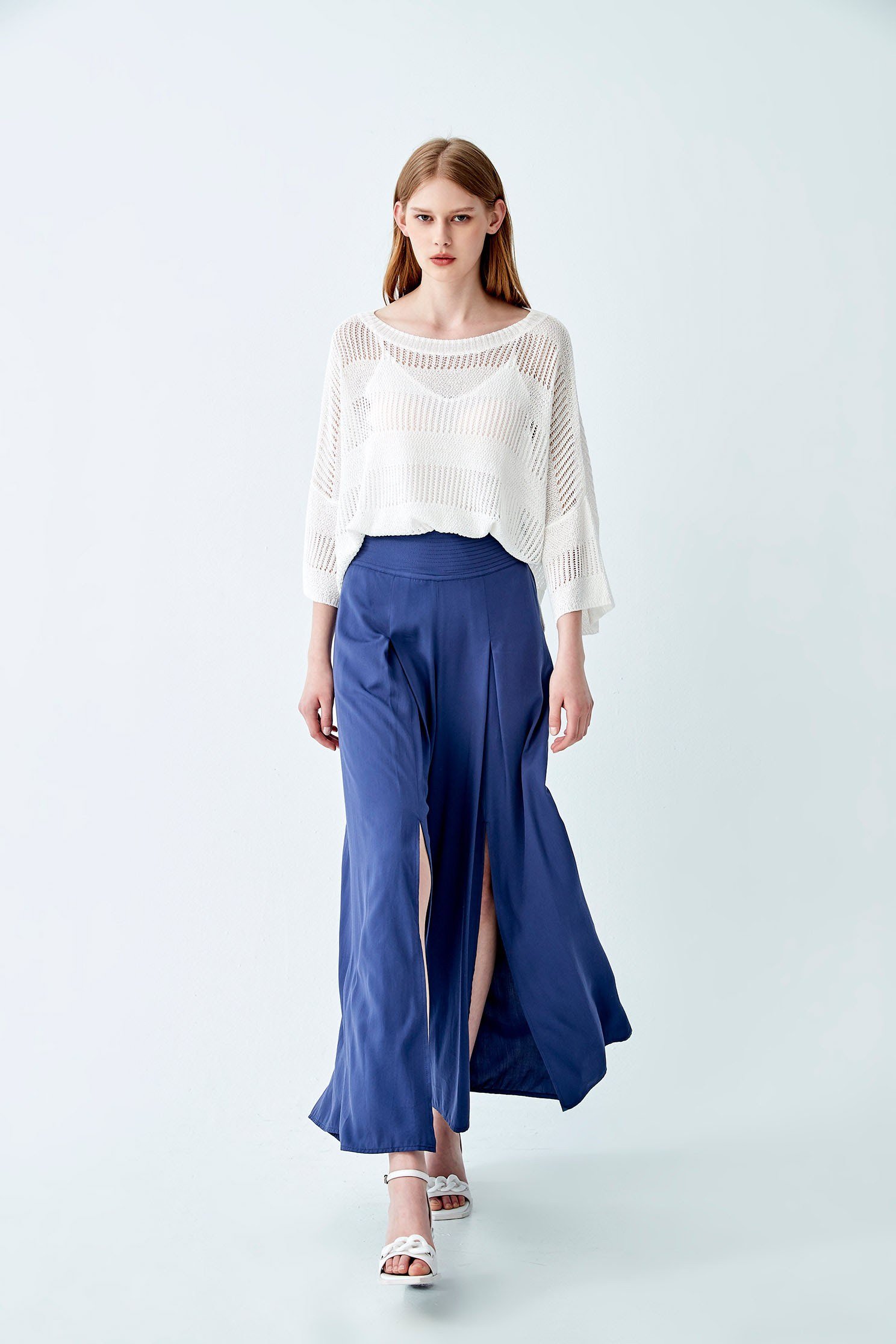 Wide Yoke Flare Pants With SlitsOversized wide-leg pleated trousers,Culottes,Season (SS) Look,Culottes,Tailored pants,Pants