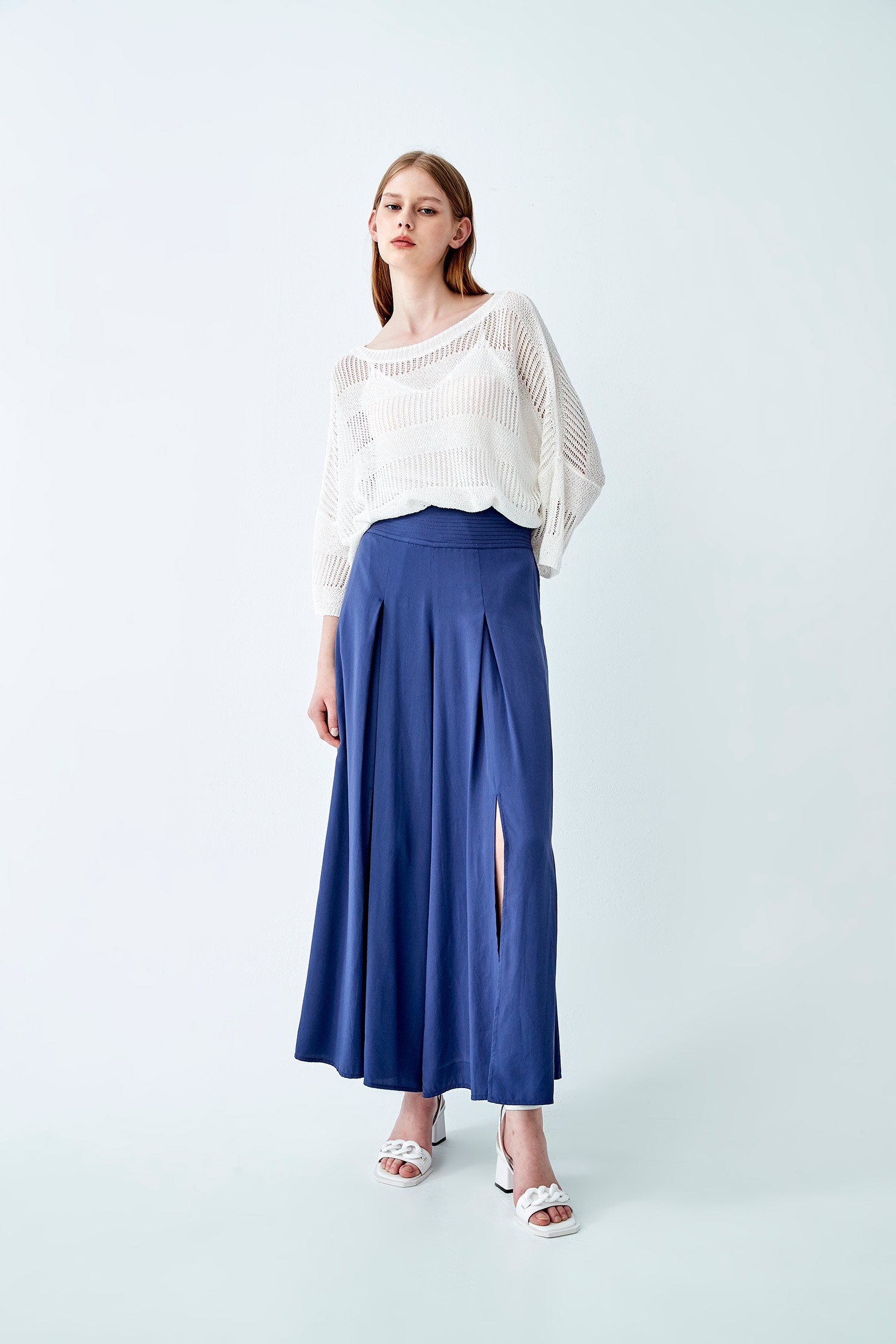 Wide Yoke Flare Pants With SlitsOversized wide-leg pleated trousers,Culottes,Season (SS) Look,Culottes,Tailored pants,Pants