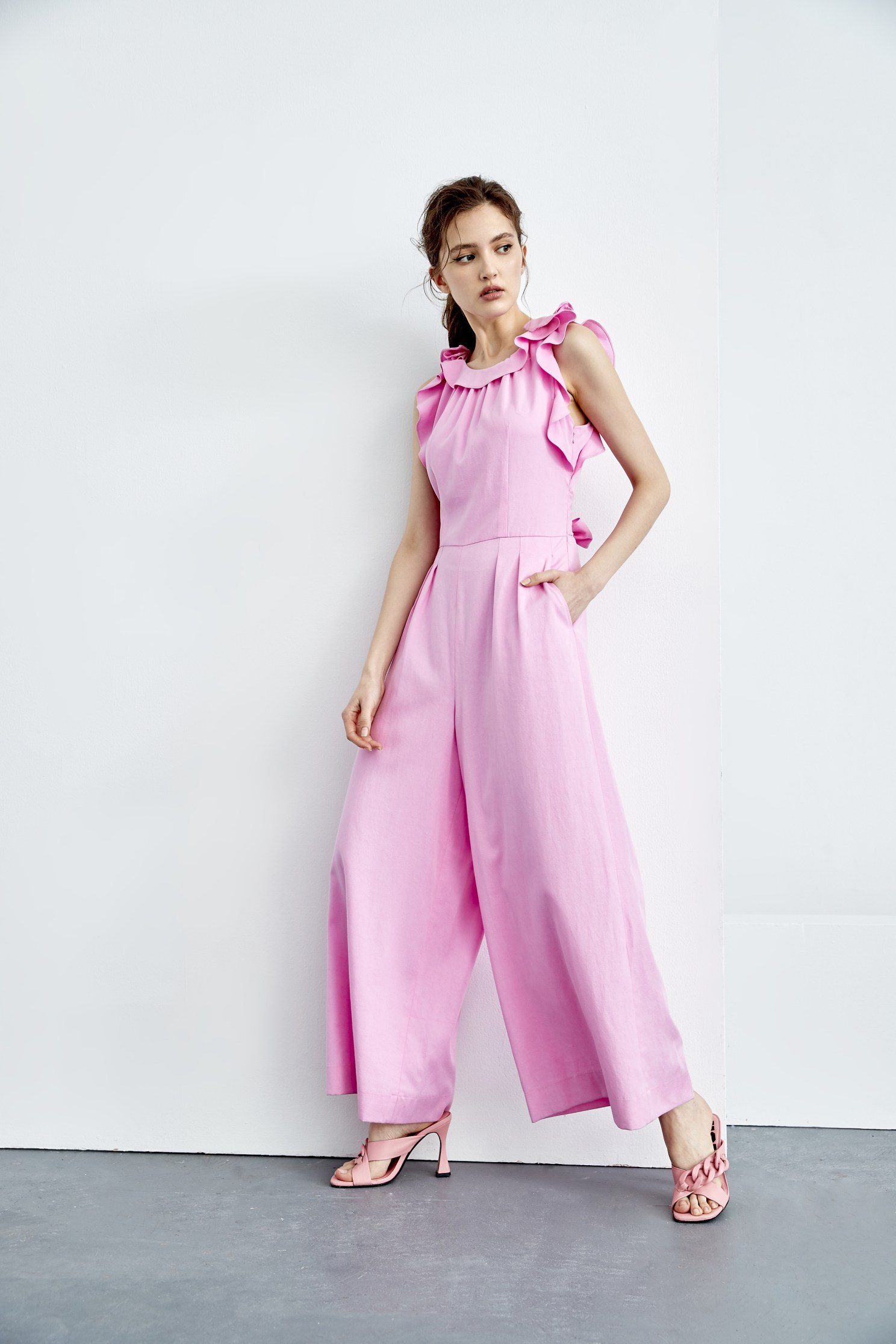 Pink Ruffle Detail JumpsuitPretty ruffle jumpsuit,Season (SS) Look,Jumpsuits