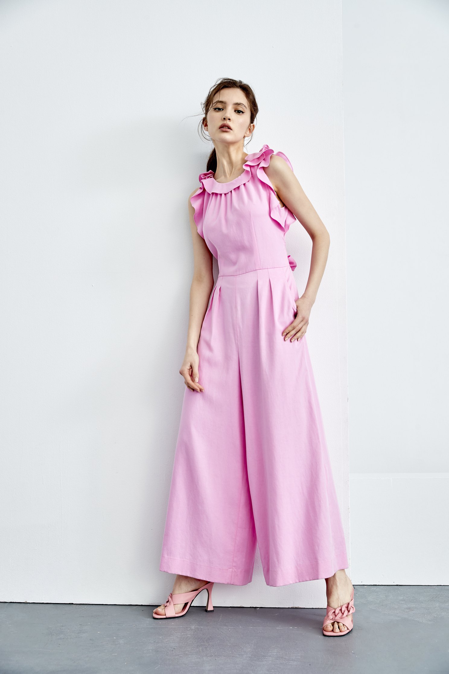 Pink Ruffle Detail JumpsuitPretty ruffle jumpsuit,Season (SS) Look,Jumpsuits