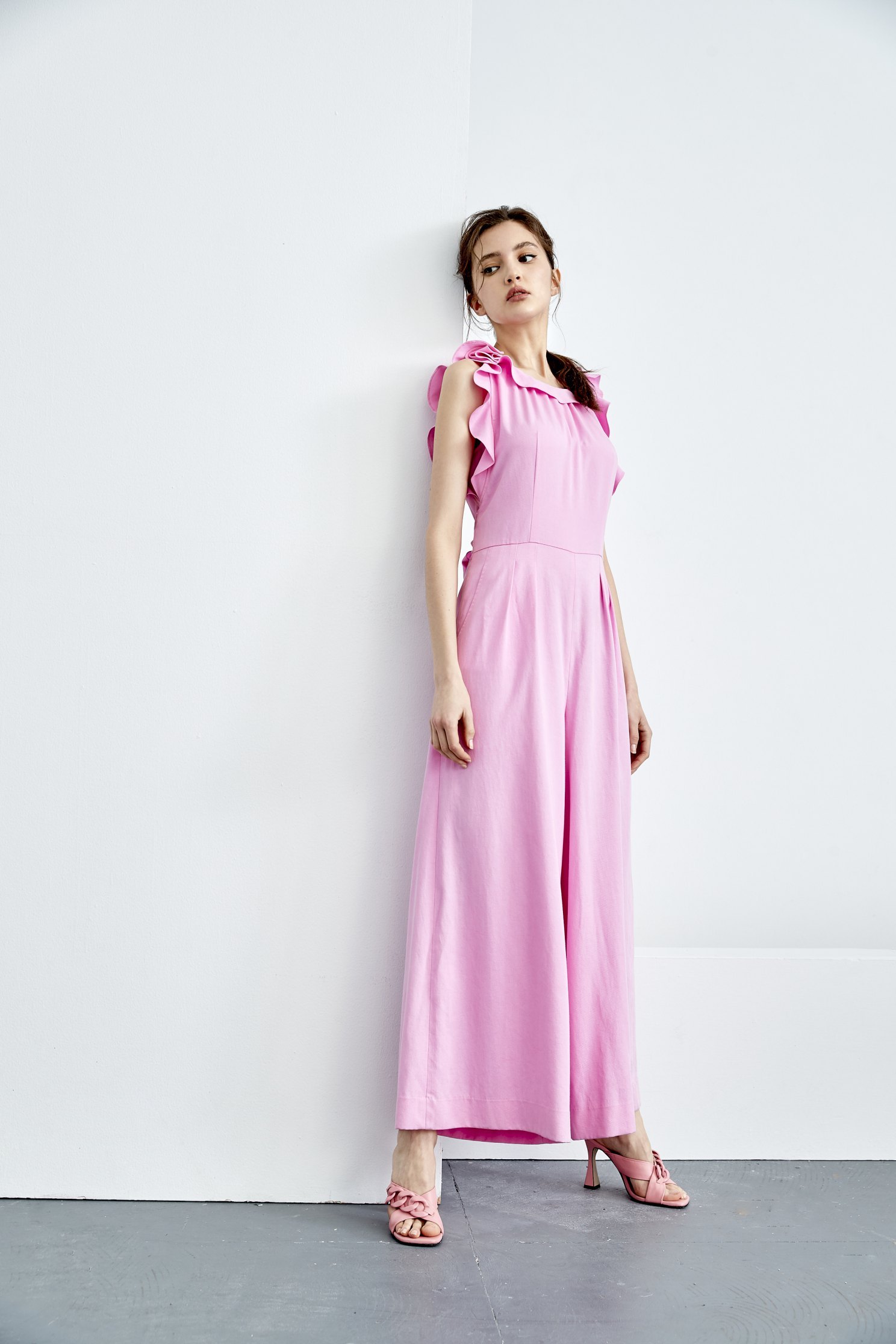 Pink Ruffle Detail JumpsuitPretty ruffle jumpsuit,Season (SS) Look,Jumpsuits