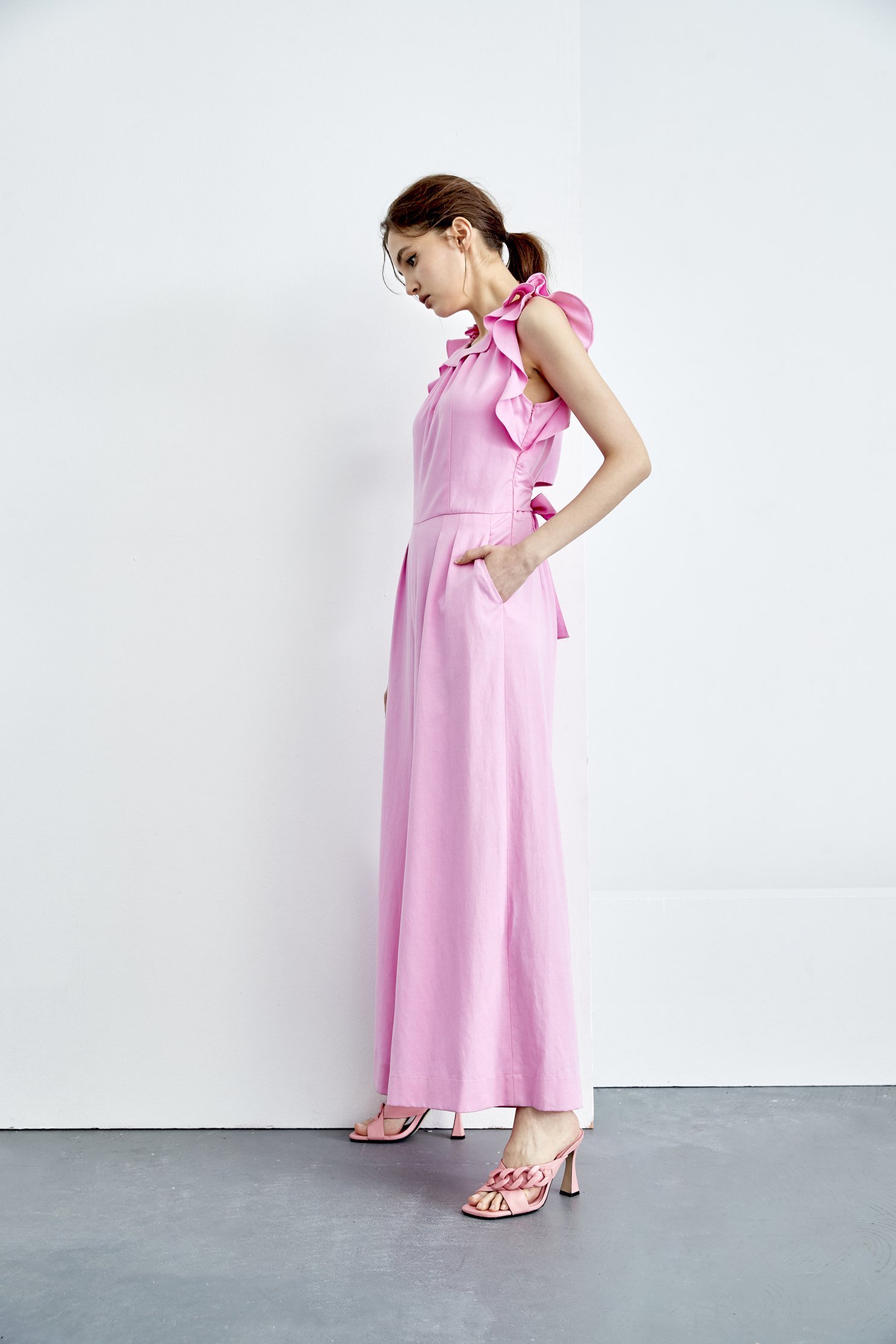 Pink Ruffle Detail JumpsuitPretty ruffle jumpsuit,Season (SS) Look,Jumpsuits