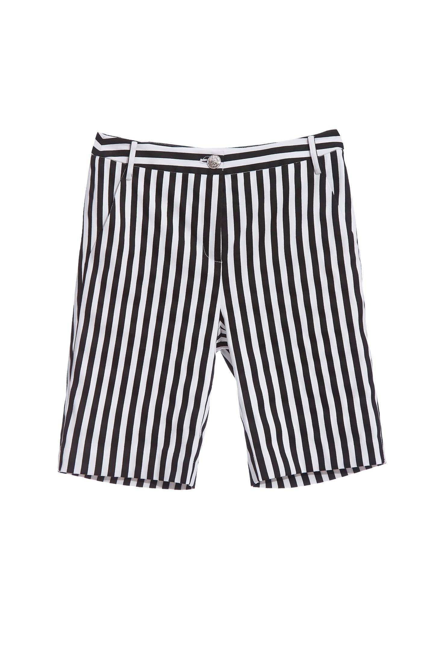 Stripe Knee Length BermudersFrench-style striped crop pants,Season (SS) Look,Stripe,Shorts,comfotism