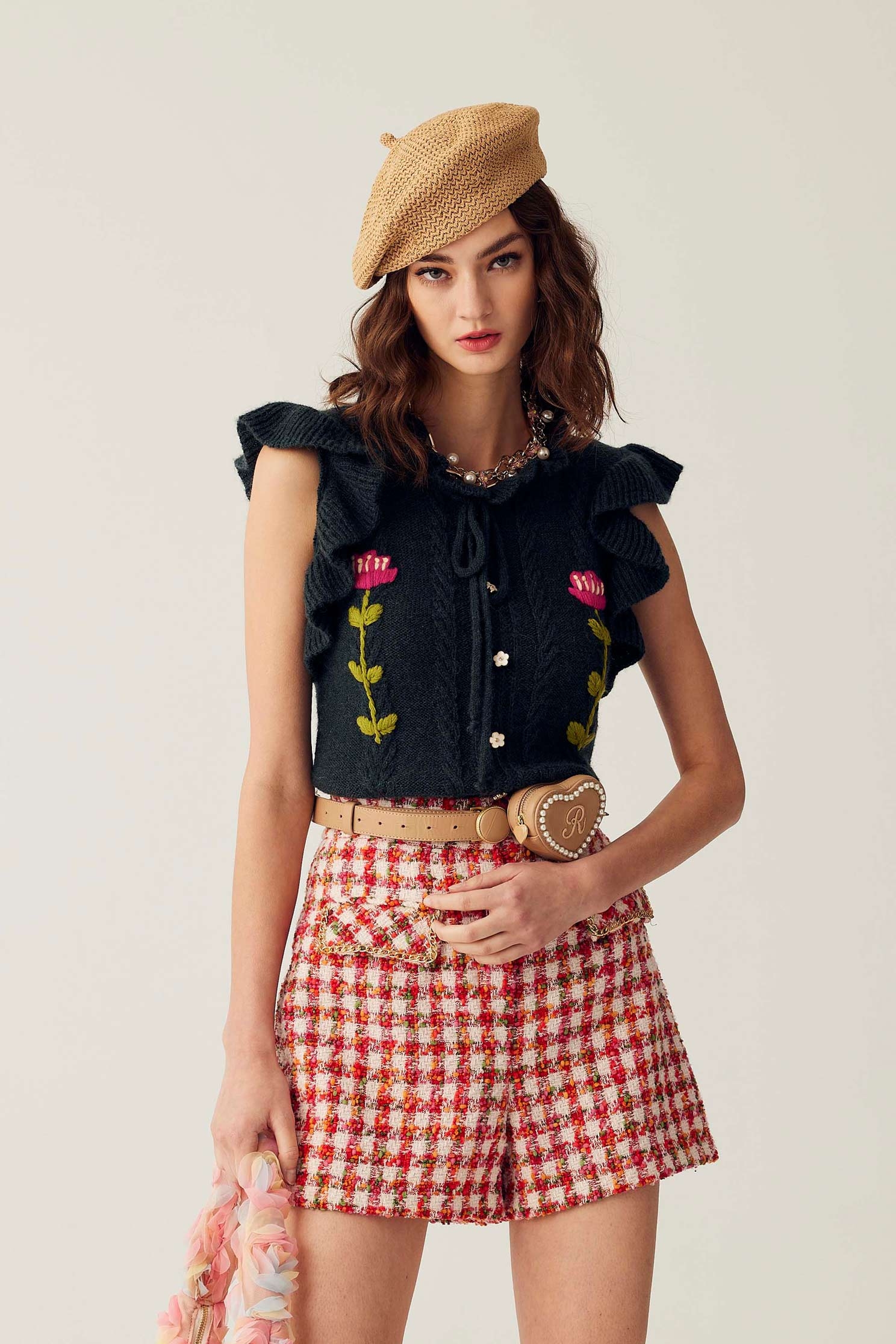 High Waist Tweed ShortsSkirt with granular tweed,Season (SS) Look,Mini skirts,Shorts,Valentine,upperclass