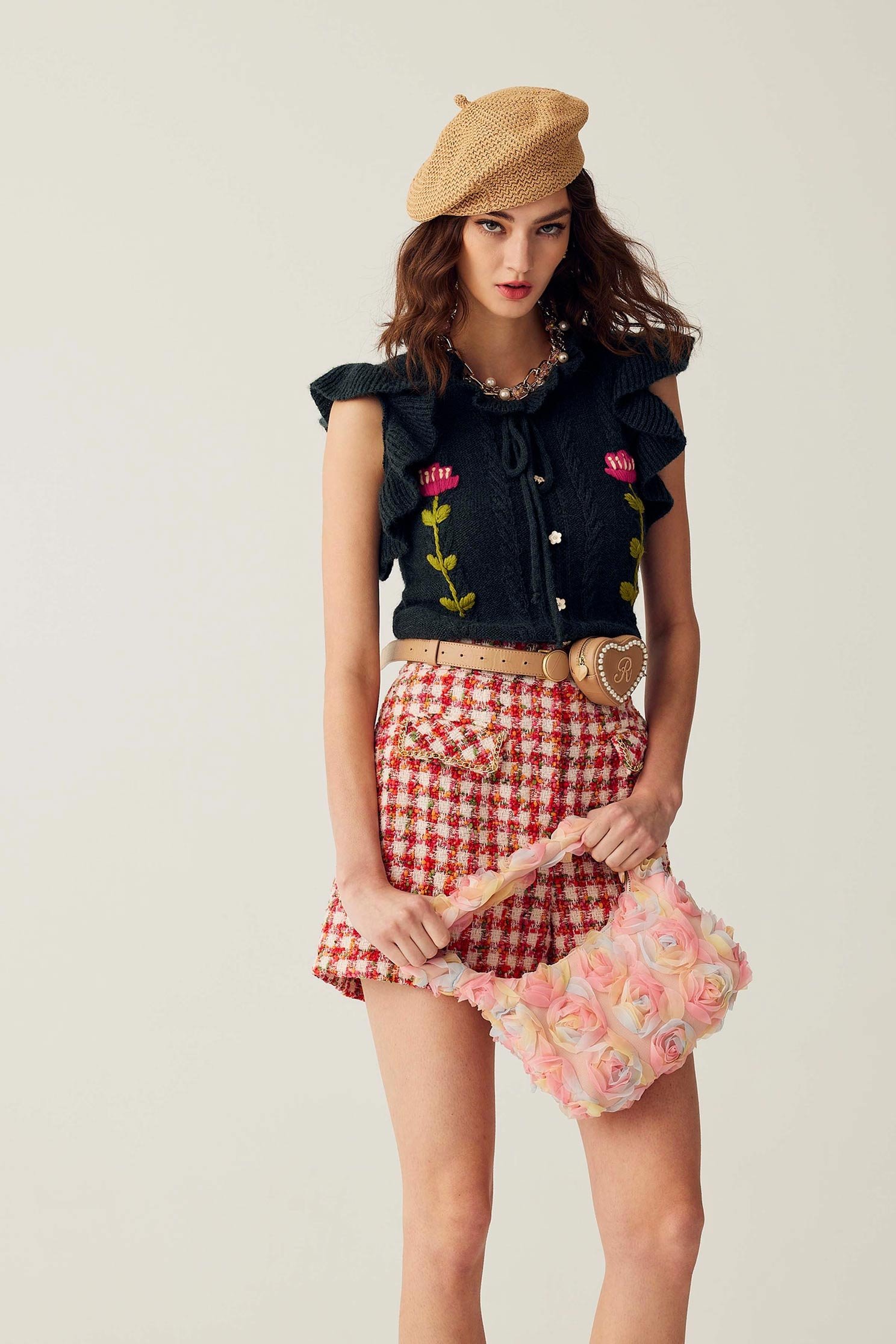 High Waist Tweed ShortsSkirt with granular tweed,Season (SS) Look,Mini skirts,Shorts,Valentine,upperclass