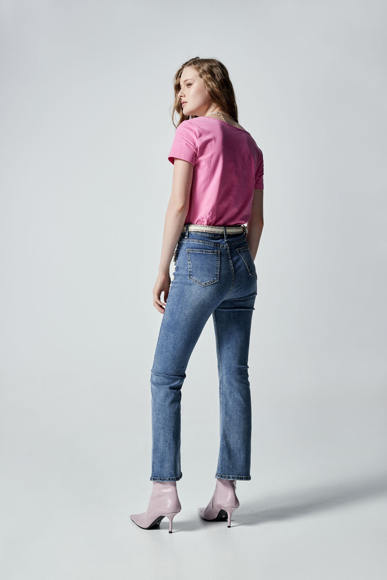 Front Slit Jeans With Floral Applique DetailFront Slit Jeans With Floral Applique Detail,Bell-bottoms,Denim,Jeans,Denim pants,pearl,Season (AW) Look,Bell-bottoms,Pants