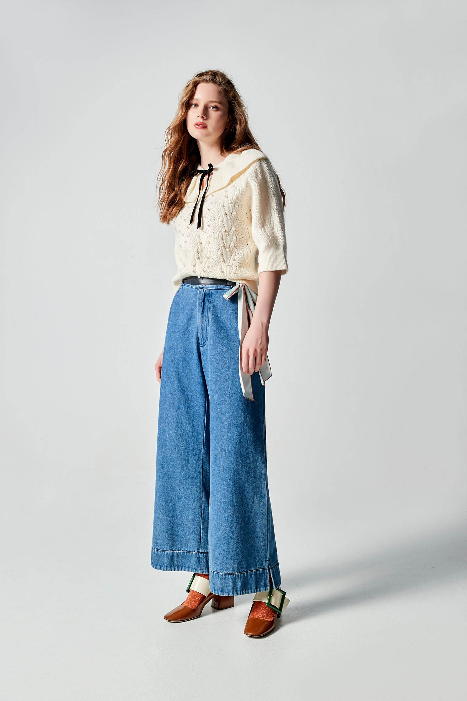 Wide Leg Jeans With Side Slit DetailWide Leg Jeans With Side Slit Detail,Culottes,Denim,Jeans,Season (AW) Look,Culottes,Pants