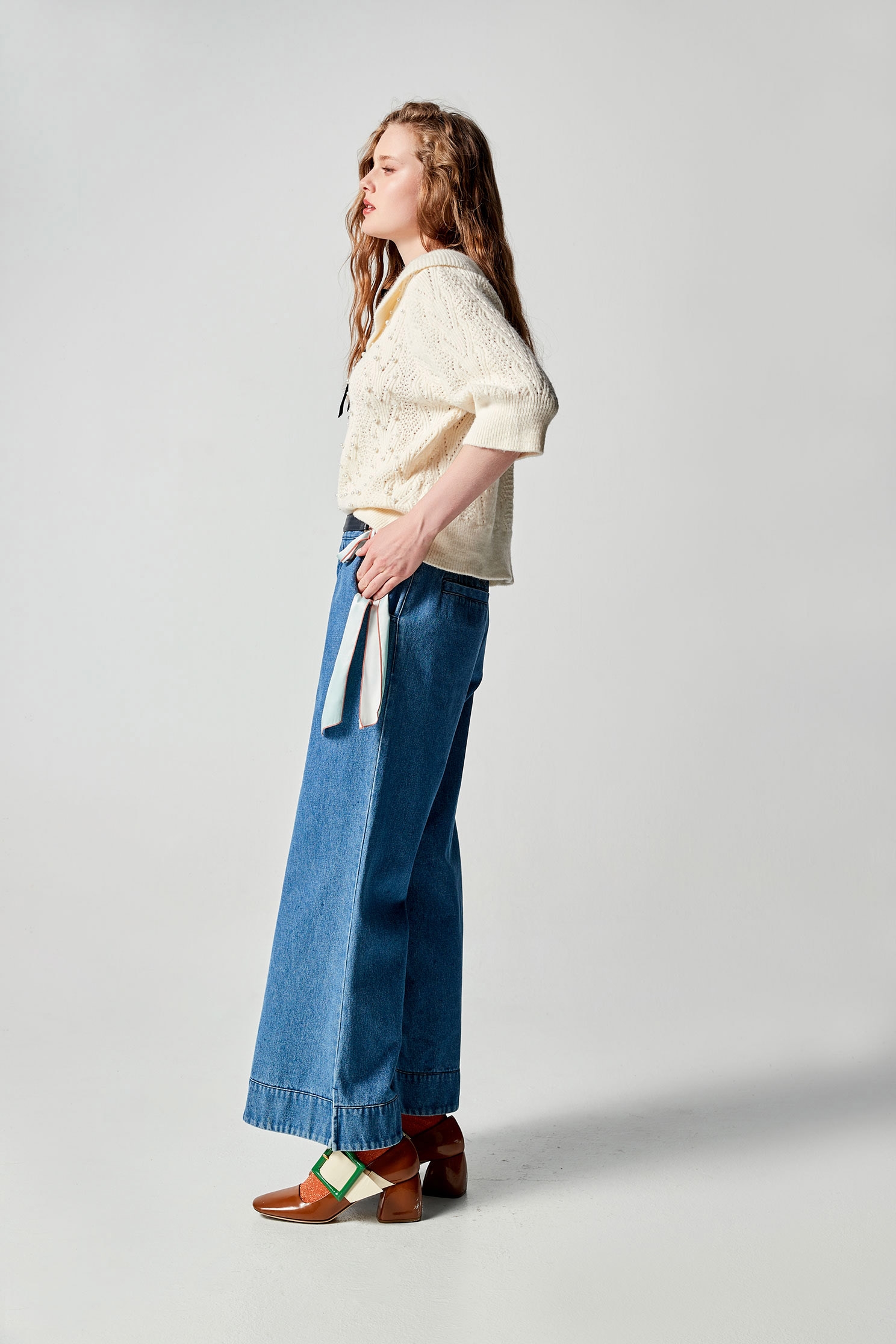 Wide Leg Jeans With Side Slit DetailWide Leg Jeans With Side Slit Detail,Culottes,Denim,Jeans,Season (AW) Look,Culottes,Pants