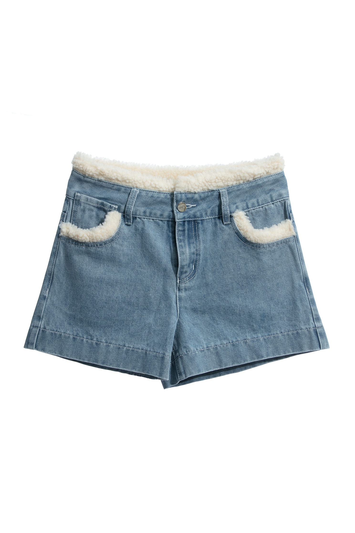 Denim Shorts With Fleece Trim DetailDenim Shorts With Fleece Trim Detail,Denim,Denim shorts,Jeans,Shorts,Season (AW) Look