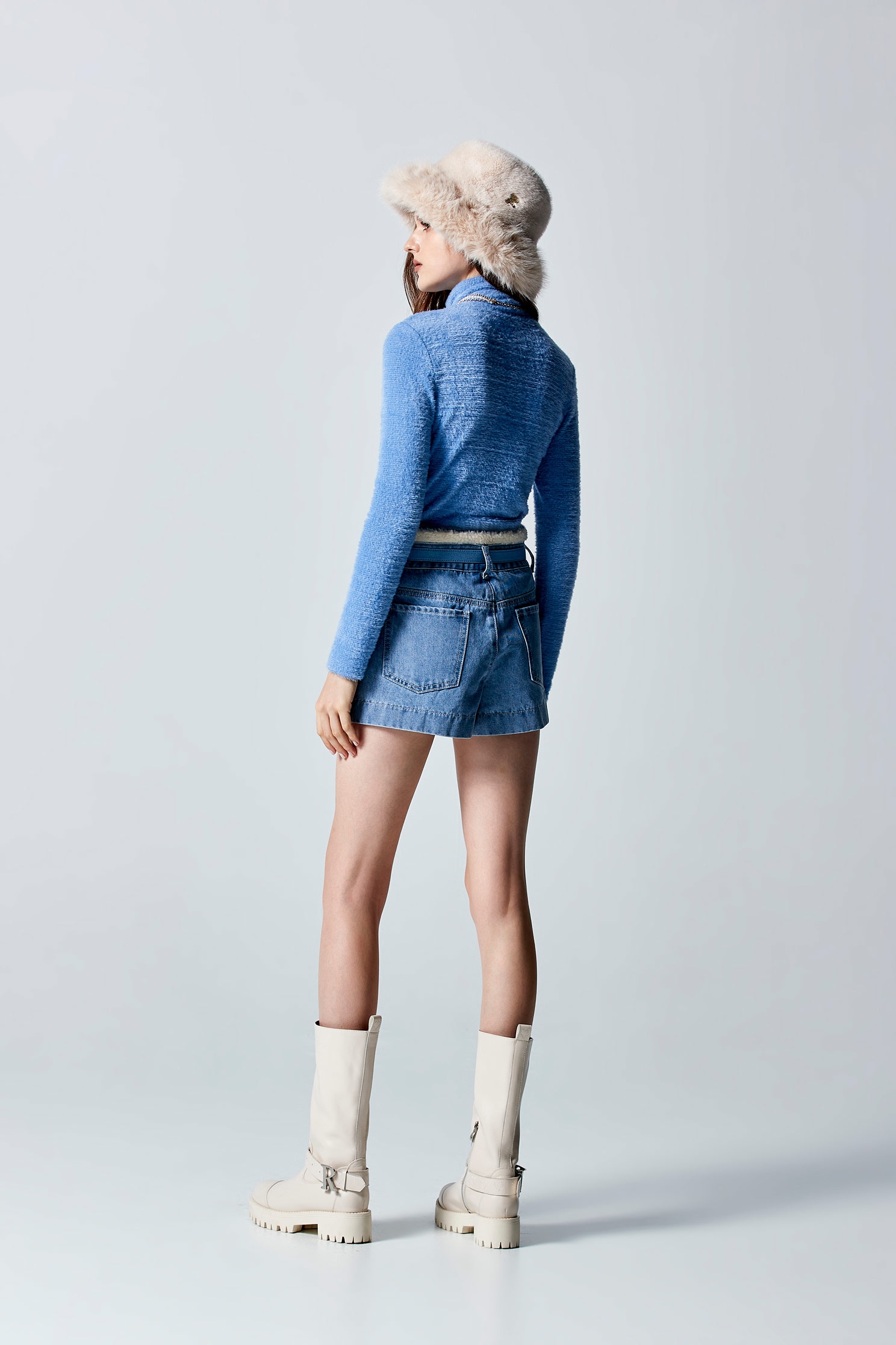 Denim Shorts With Fleece Trim DetailDenim Shorts With Fleece Trim Detail,Denim,Denim shorts,Jeans,Shorts,Season (AW) Look