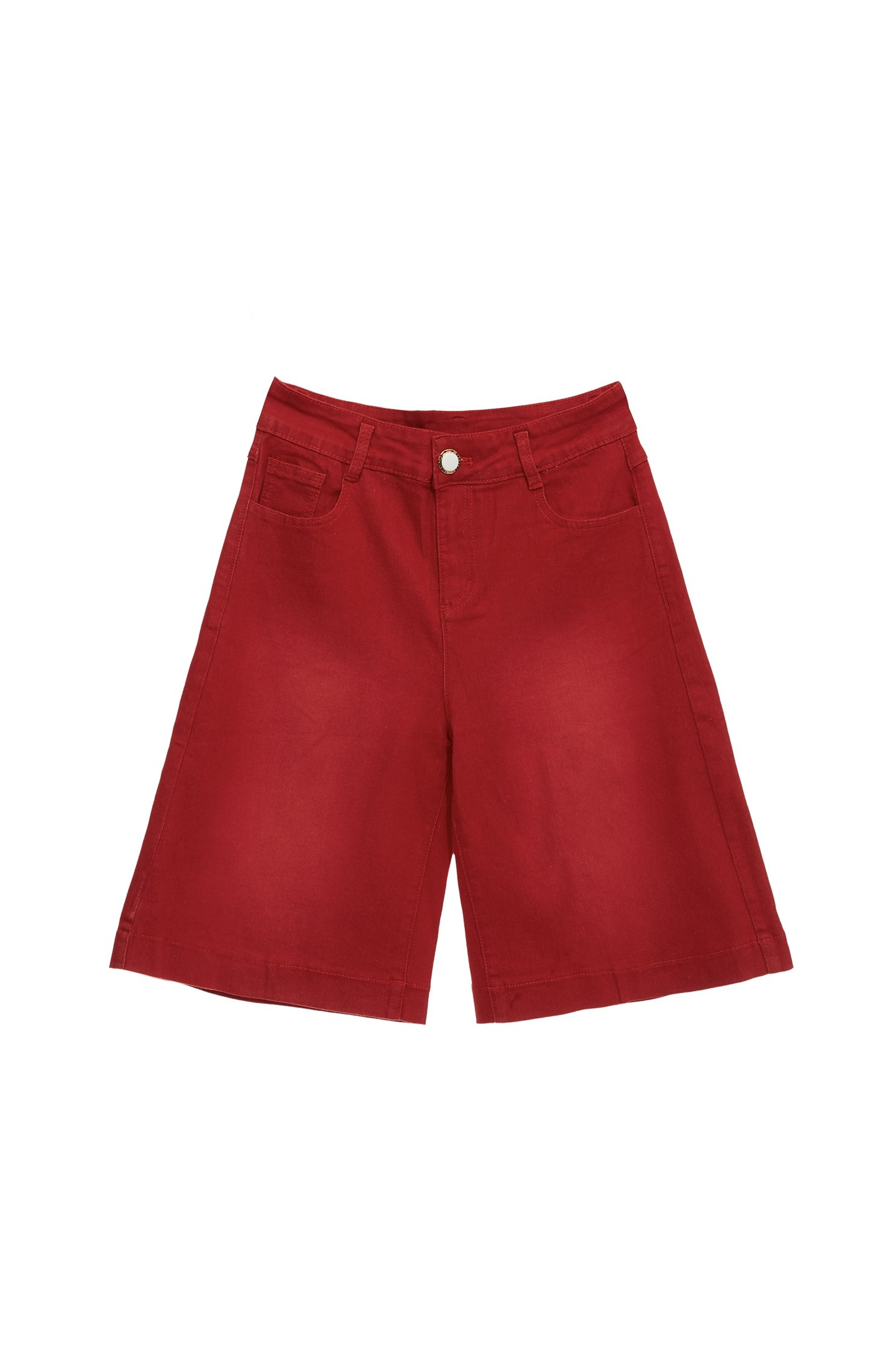 Red Baggy Denim Bermuda ShortsRed Baggy Denim Bermuda Shorts,Culottes,Denim,Jeans,Season (AW) Look,Cotton,Culottes