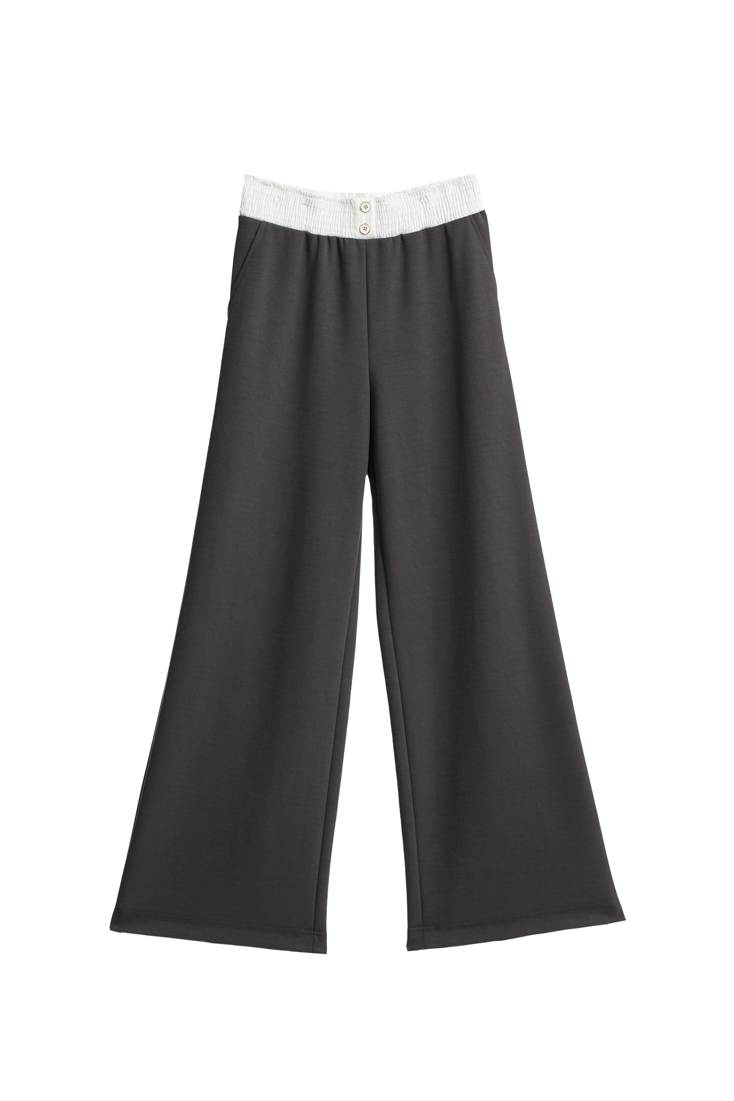 Contrast Elastic Waist Grey PantsContrast Elastic Waist Grey Pants,Culottes,Season (AW) Look,Culottes,Pants