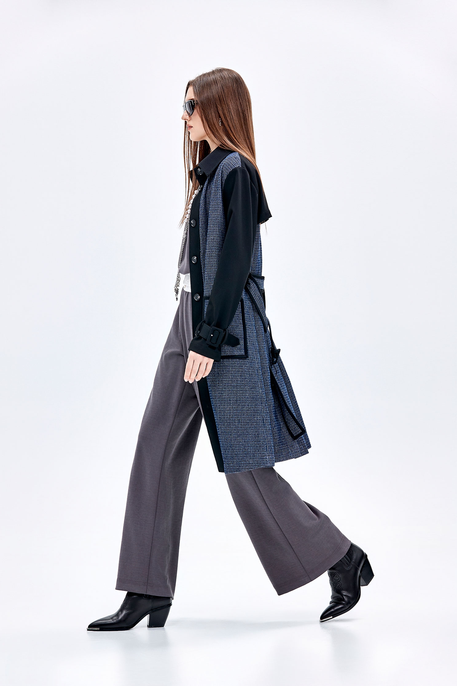 Contrast Elastic Waist Grey PantsContrast Elastic Waist Grey Pants,Culottes,Season (AW) Look,Culottes,Pants