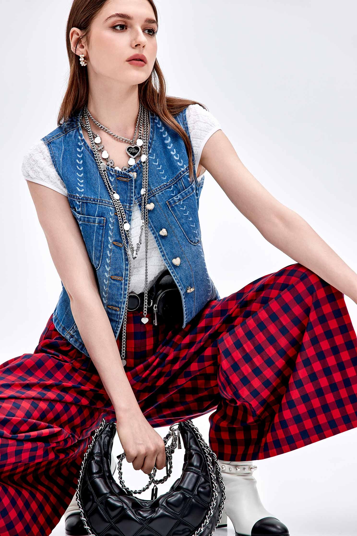 Plaid Wide Leg PantsPlaid Wide Leg Pants,Culottes,Plaid,Season (AW) Look,Culottes,Pants