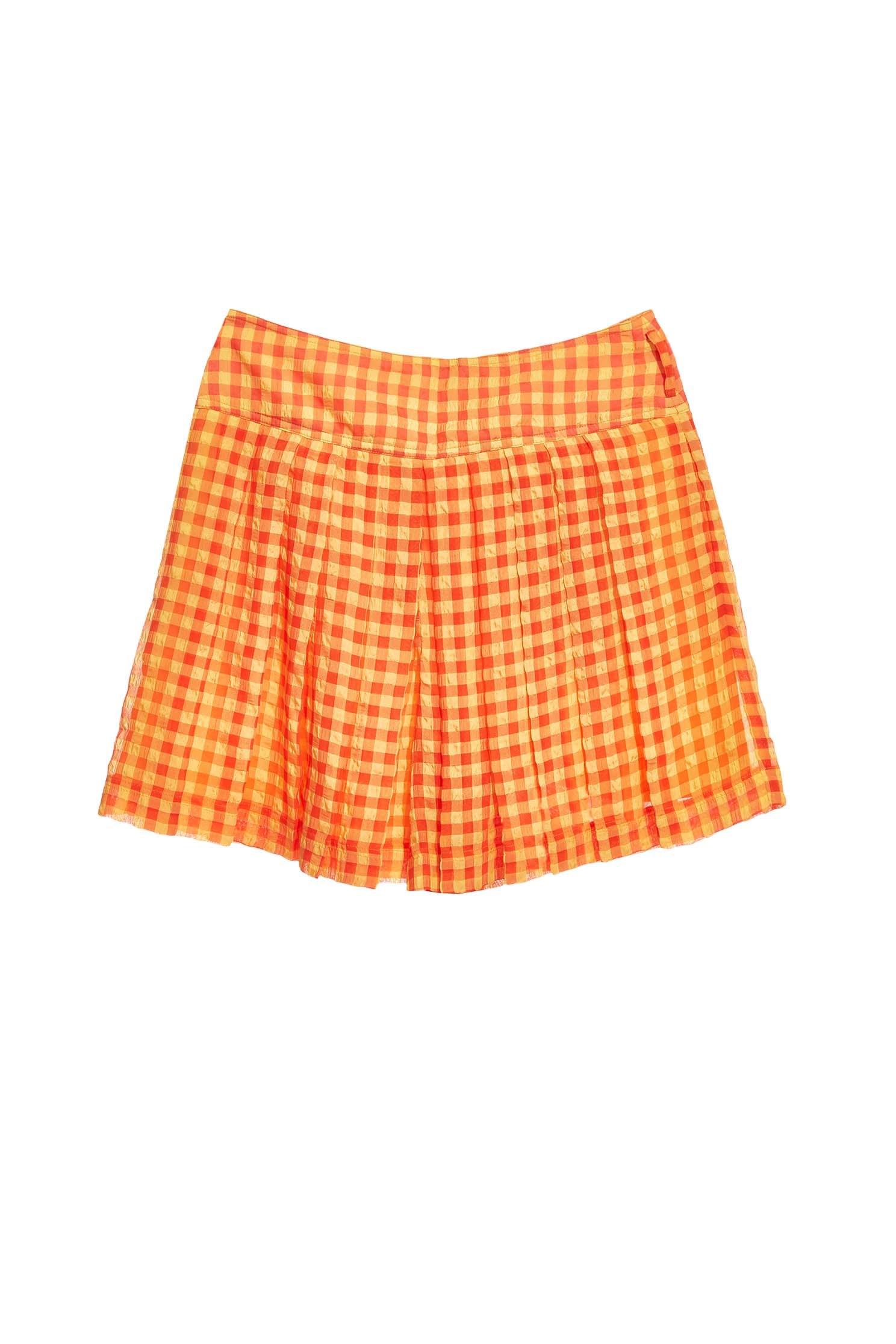 Orange Checkered ShortsSeersucker checked skort,Season (SS) Look,Plaid,Shorts,comfotism,Skorts