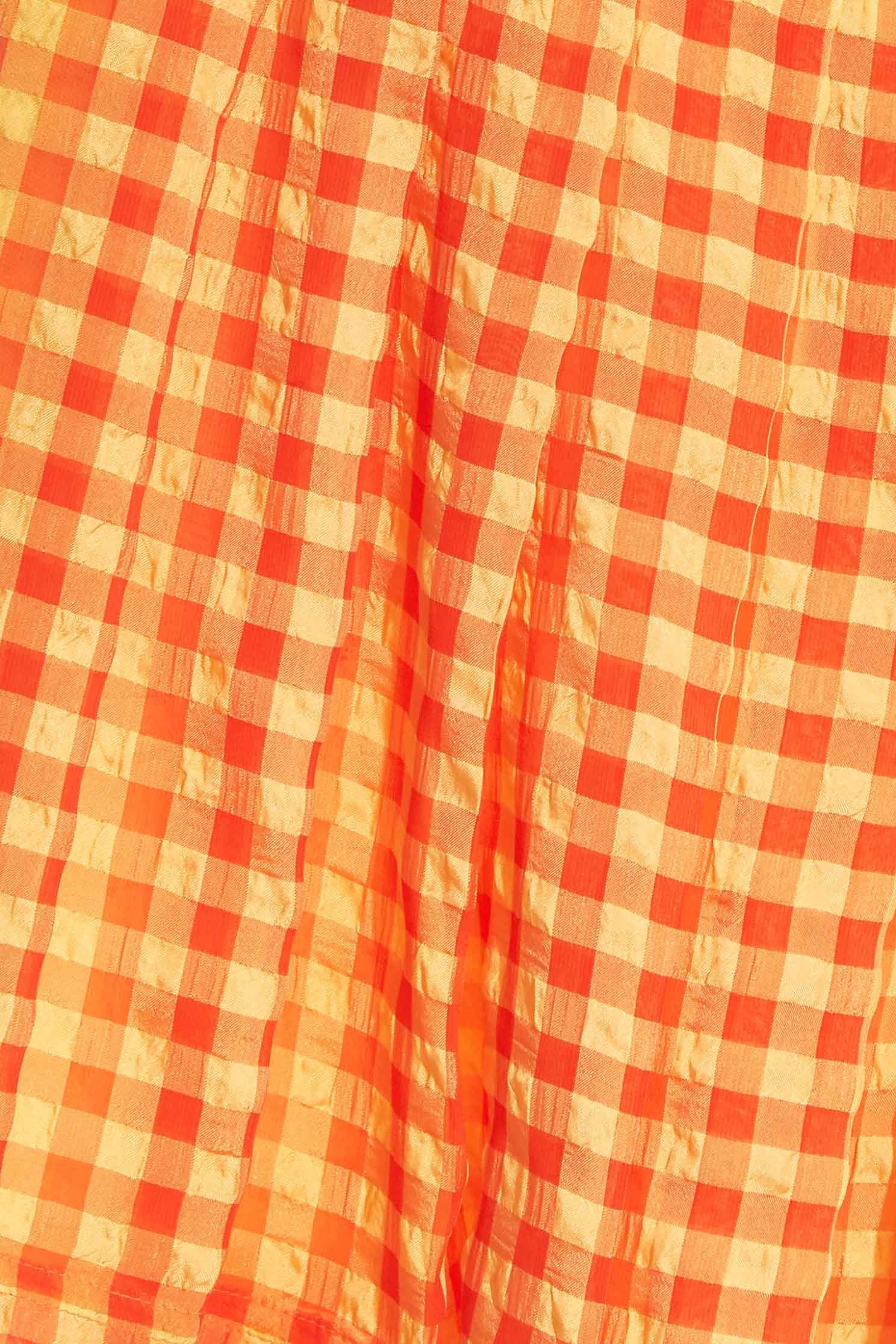 Orange Checkered ShortsSeersucker checked skort,Season (SS) Look,Plaid,Shorts,comfotism,Skorts