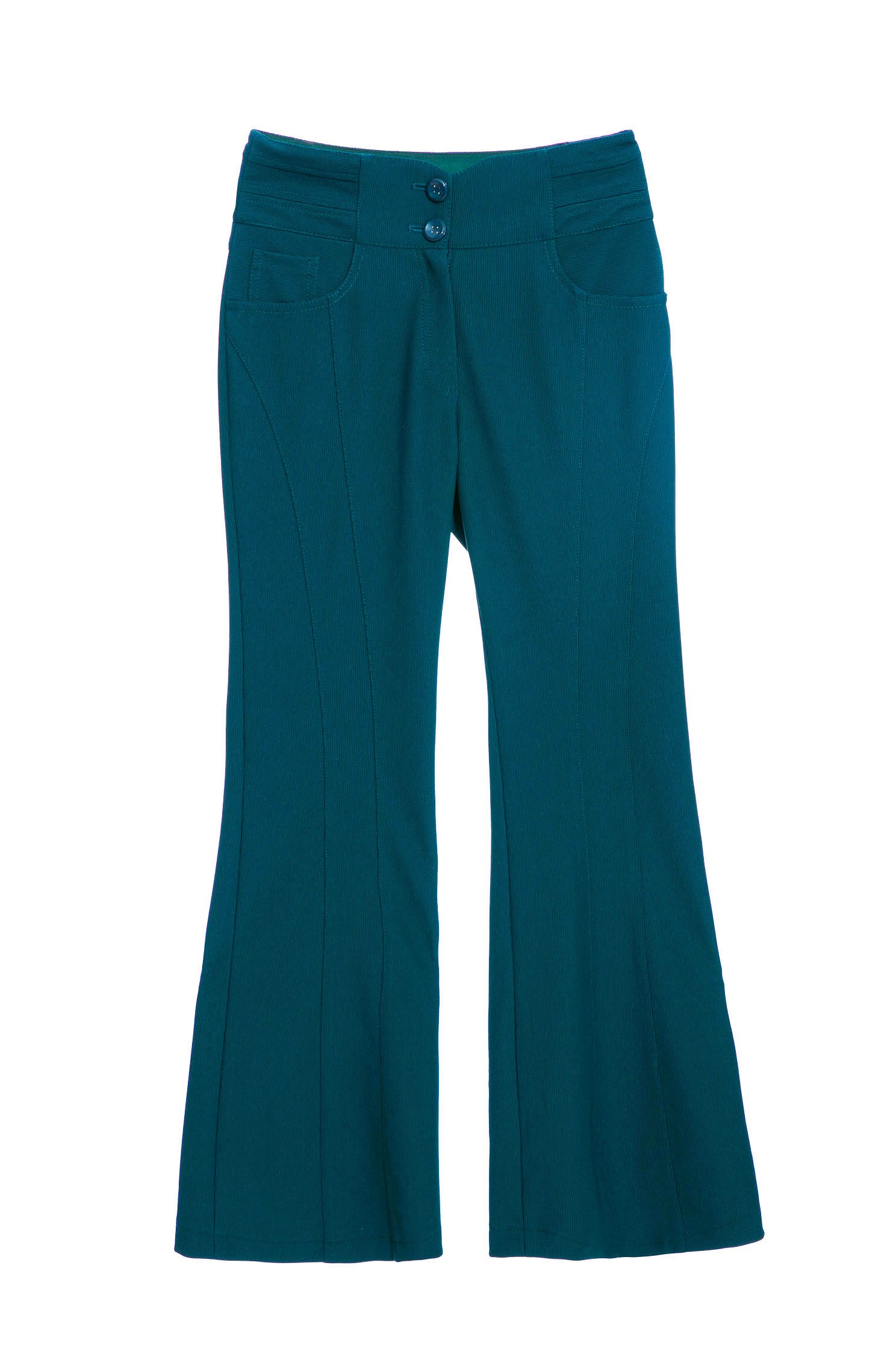 Dark Teal Green Boot Leg PantsCopper-green flared trousers,Bell-bottoms,Season (SS) Look,Stripe,Bell-bottoms,Tailored pants,Pants