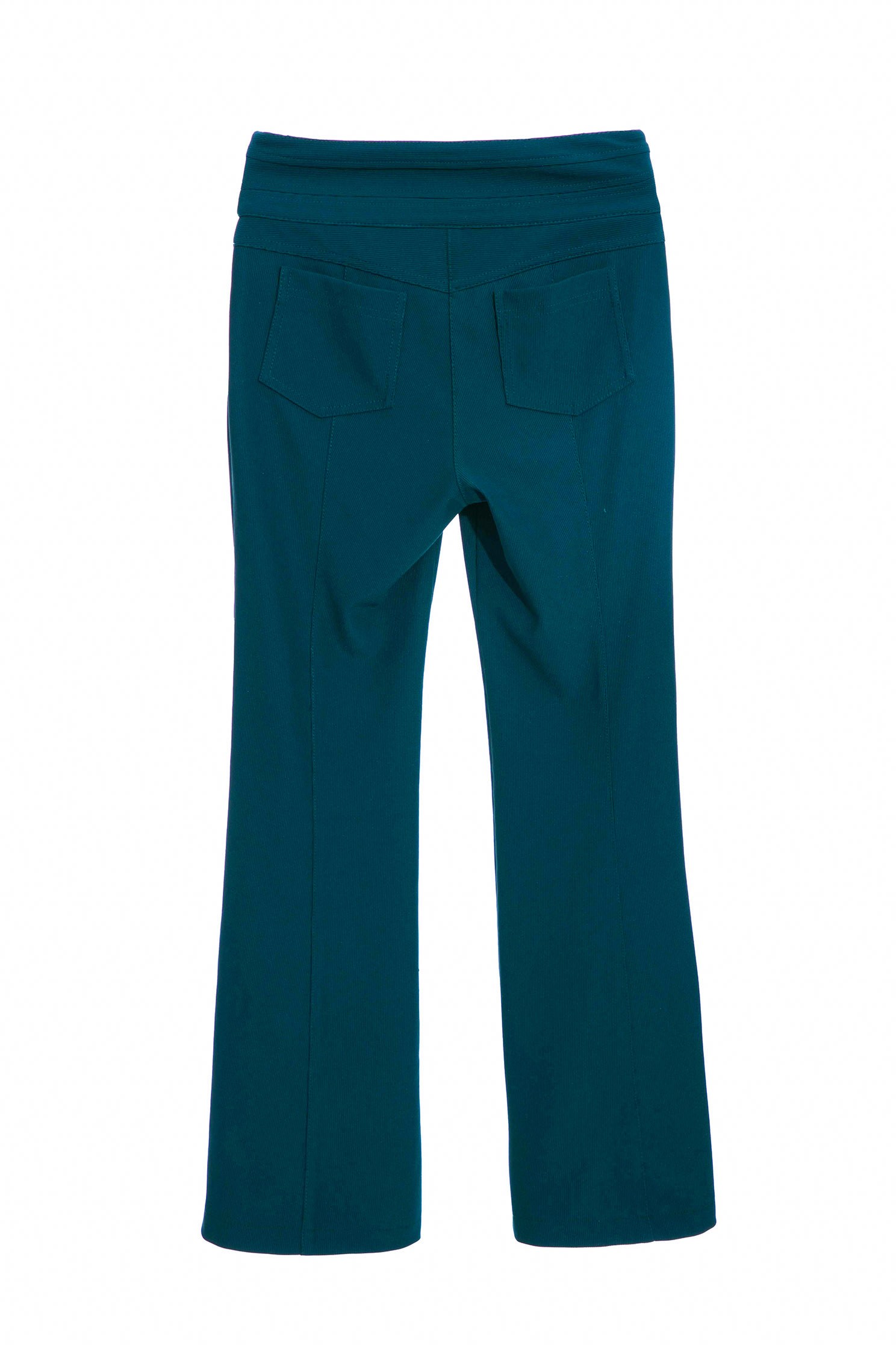 Dark Teal Green Boot Leg PantsCopper-green flared trousers,Bell-bottoms,Season (SS) Look,Stripe,Bell-bottoms,Tailored pants,Pants