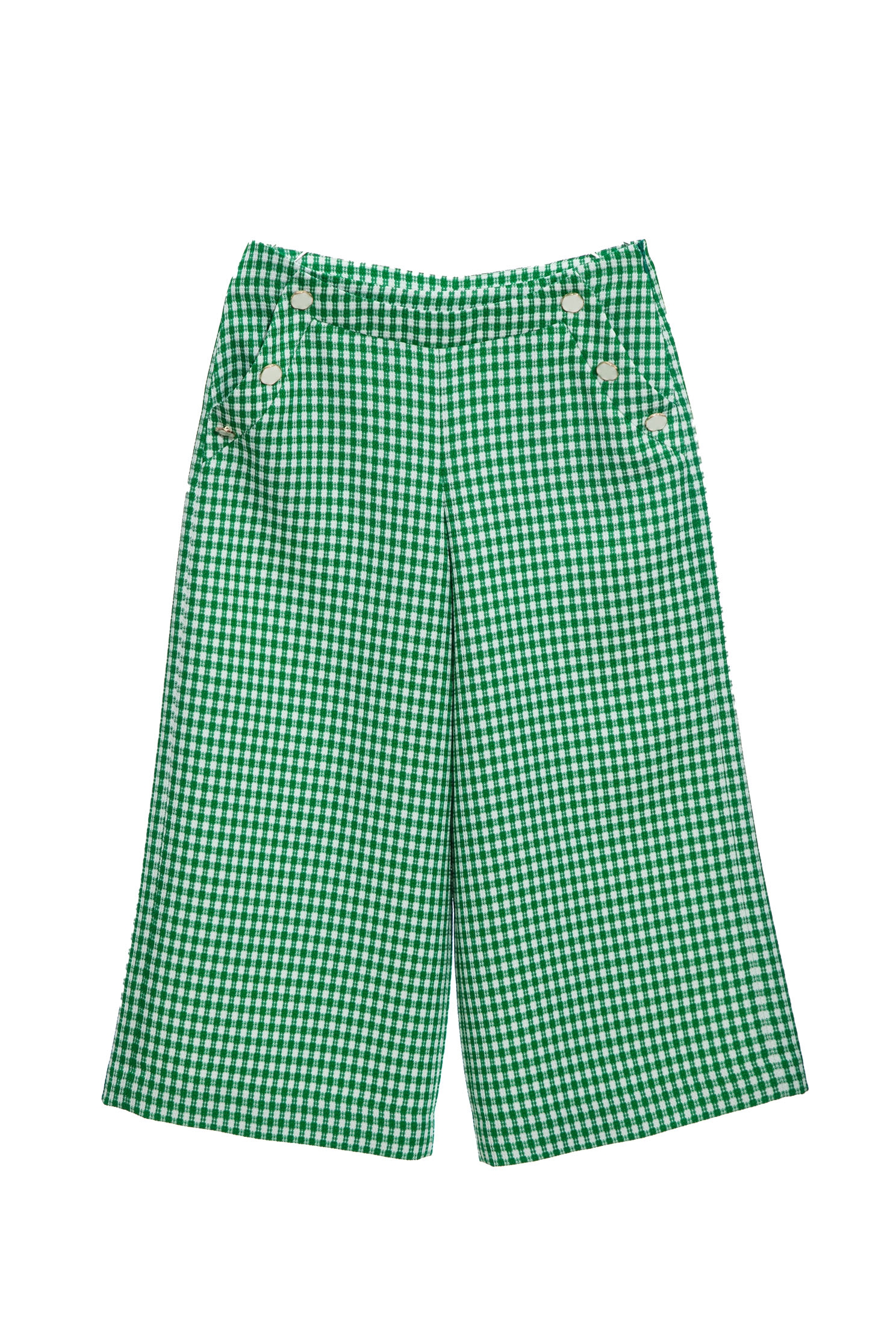 Green Plaid Wide Leg Pants.,Culottes,Season (SS) Look,Plaid,Culottes