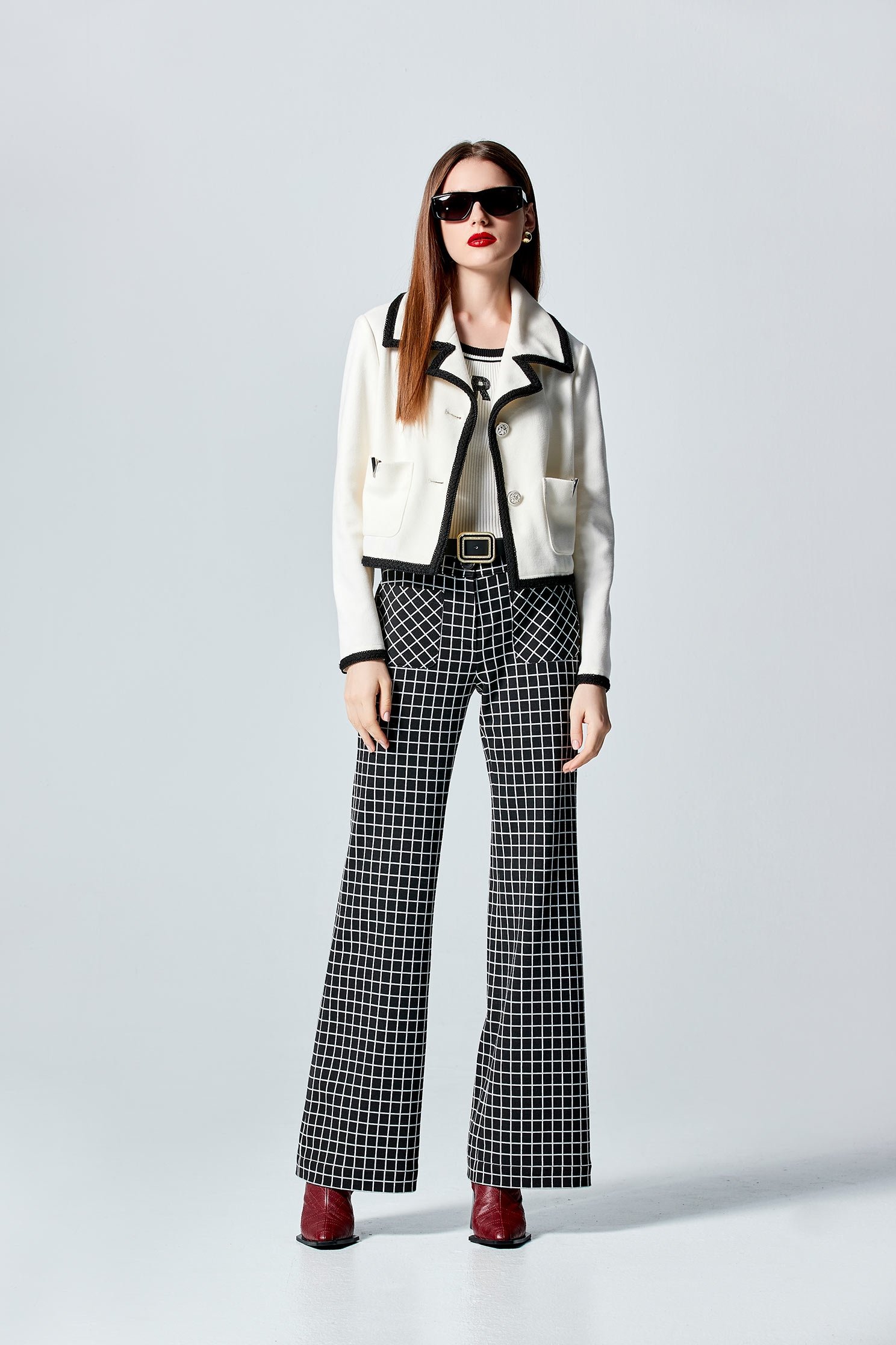 Plaid Straight Cut PantsPlaid Straight Cut Pants,Bell-bottoms,Culottes,Plaid,Season (AW) Look,Bell-bottoms,Knitted