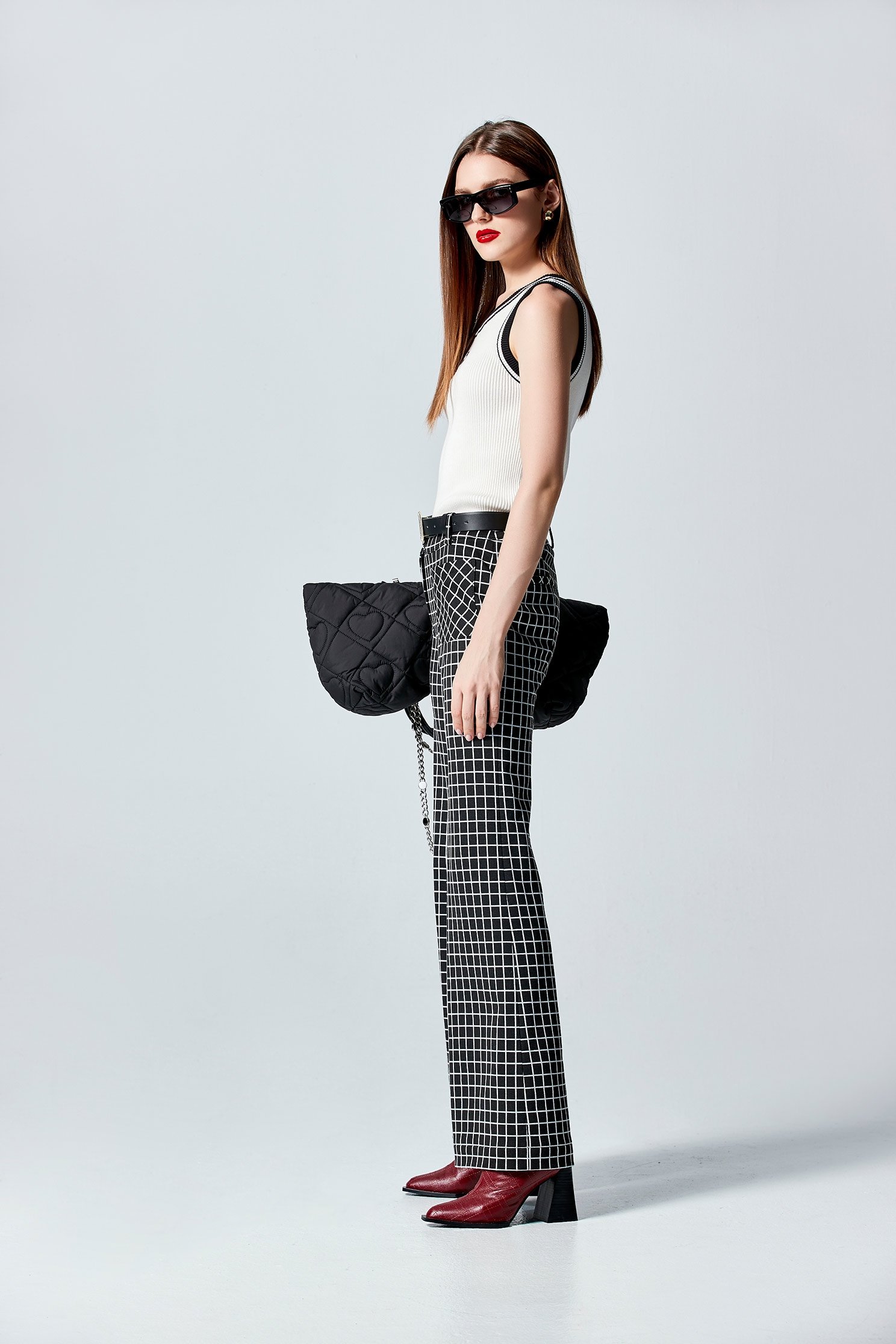 Plaid Straight Cut PantsPlaid Straight Cut Pants,Bell-bottoms,Culottes,Plaid,Season (AW) Look,Bell-bottoms,Knitted