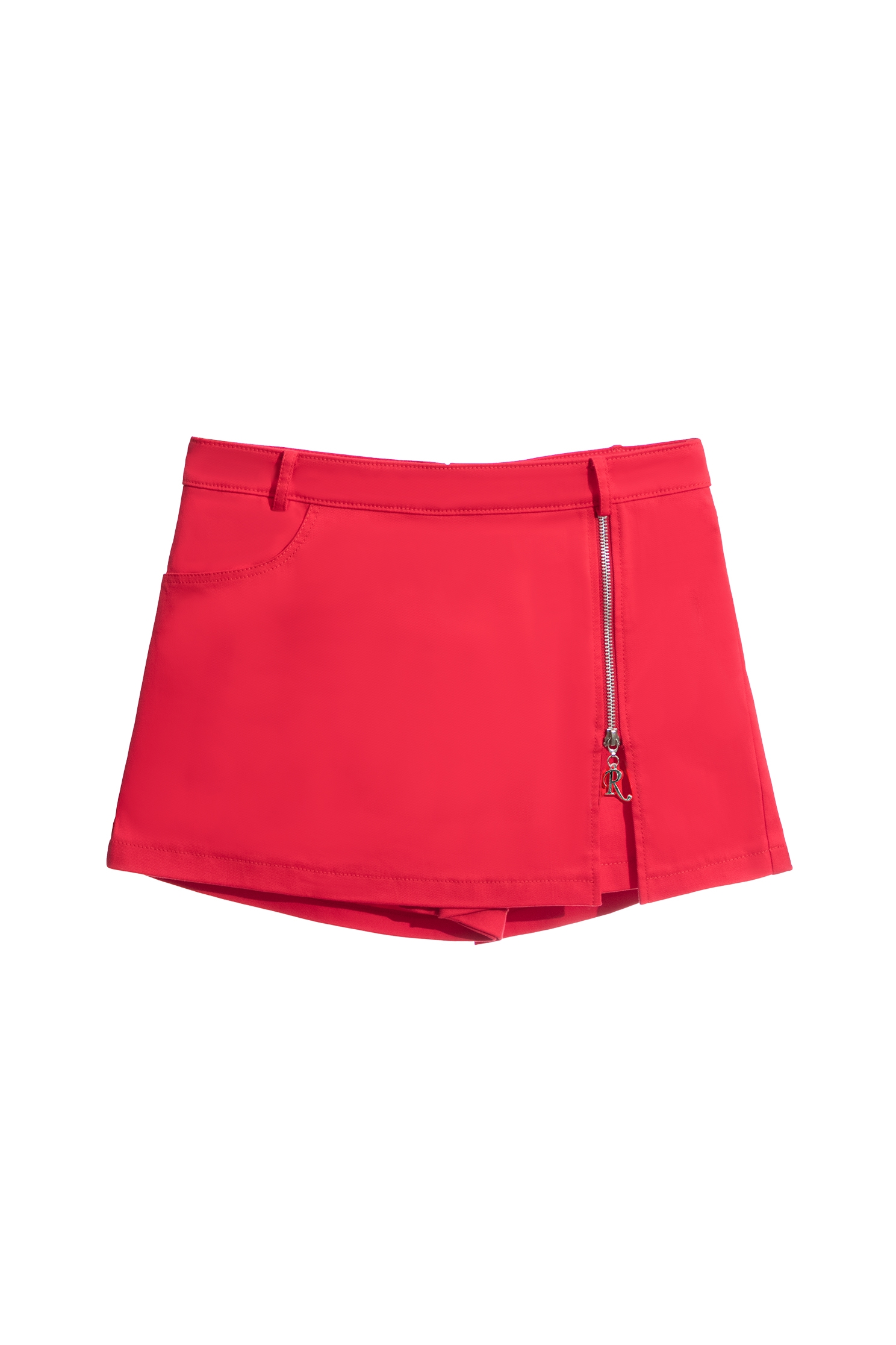 Side Zip Detail Red SkortsSide Zip Detail Red Skorts,Denim,Denim shorts,Shorts,Season (AW) Look,Skorts