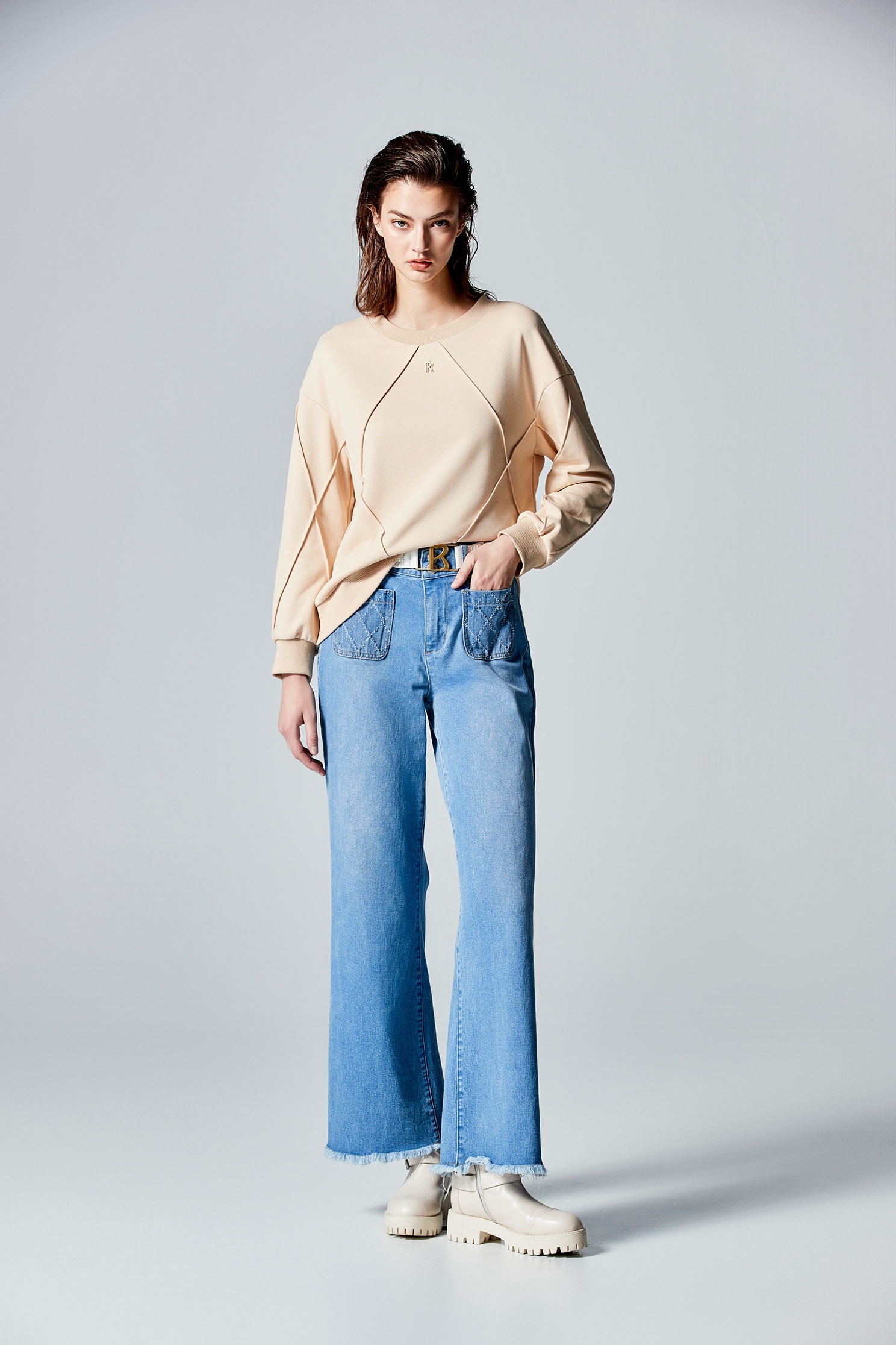 Wide Leg Jeans With Fray Trim DetailWide Leg Jeans With Fray Trim Detail,Denim,Denim pants,Season (AW) Look,Wide-leg jeans,Pants