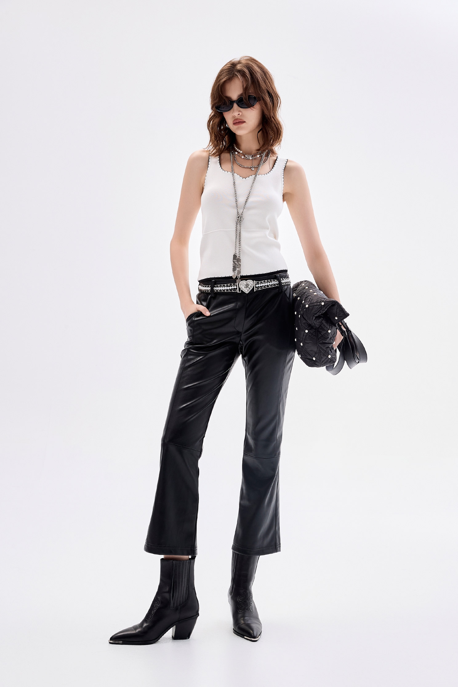 PU Boot Leg PantsPU Boot Leg Pants,Bell-bottoms,Culottes,Leather,Season (AW) Look,Bell-bottoms