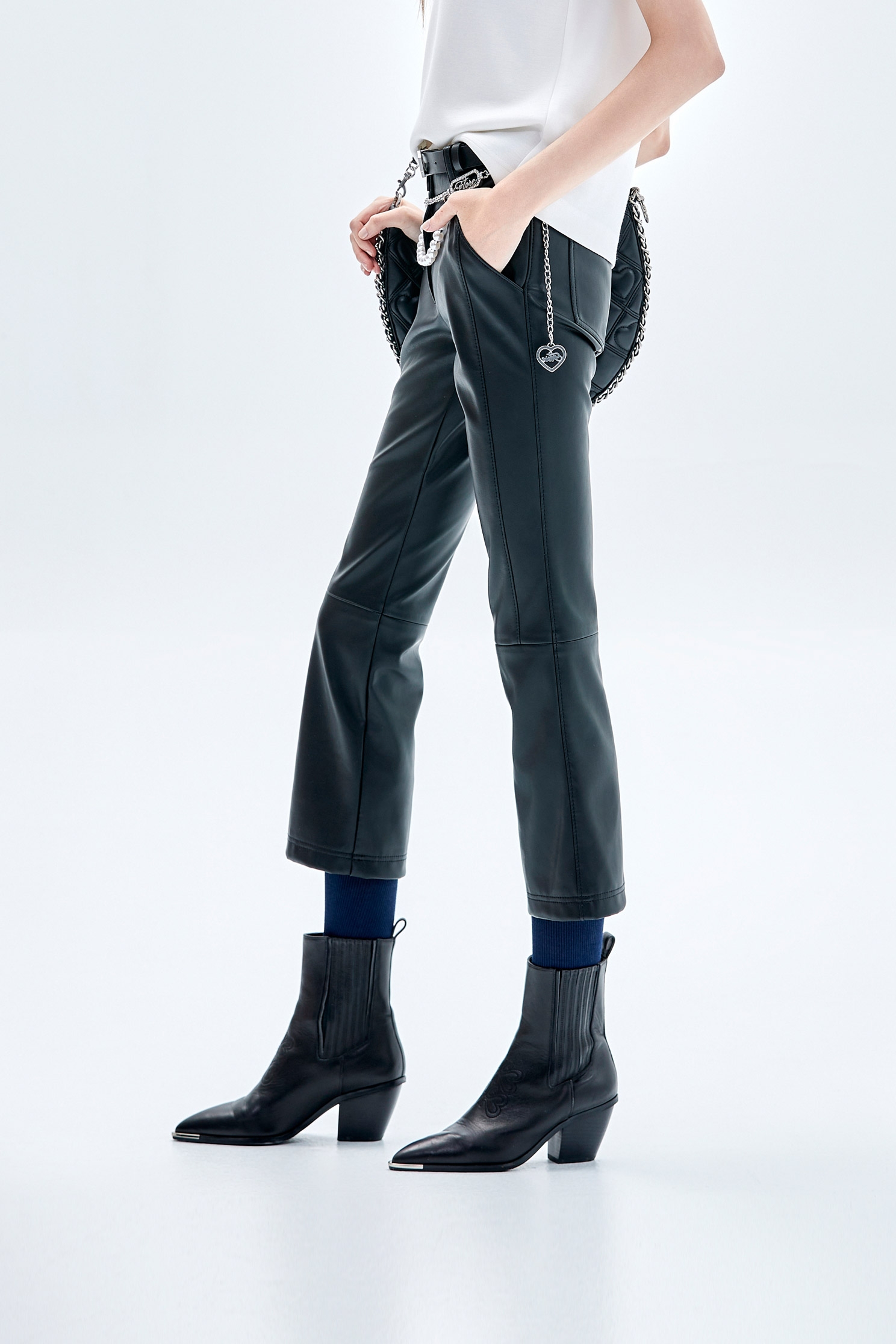 PU Boot Leg PantsPU Boot Leg Pants,Bell-bottoms,Culottes,Leather,Season (AW) Look,Bell-bottoms