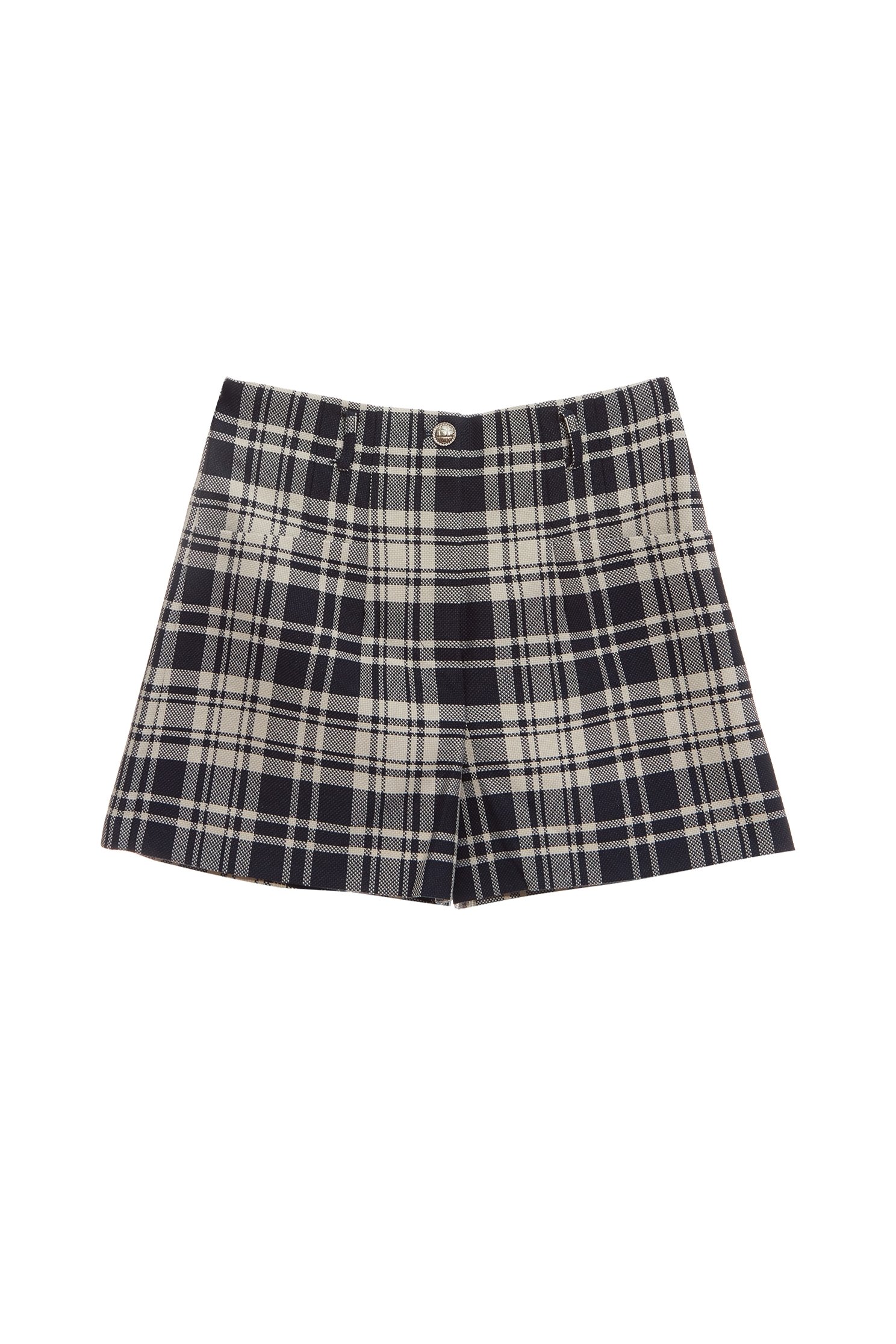 Checkered Patch Pockets ShortsCheckered Patch Pockets Shorts,Plaid,Shorts,Season (AW) Look