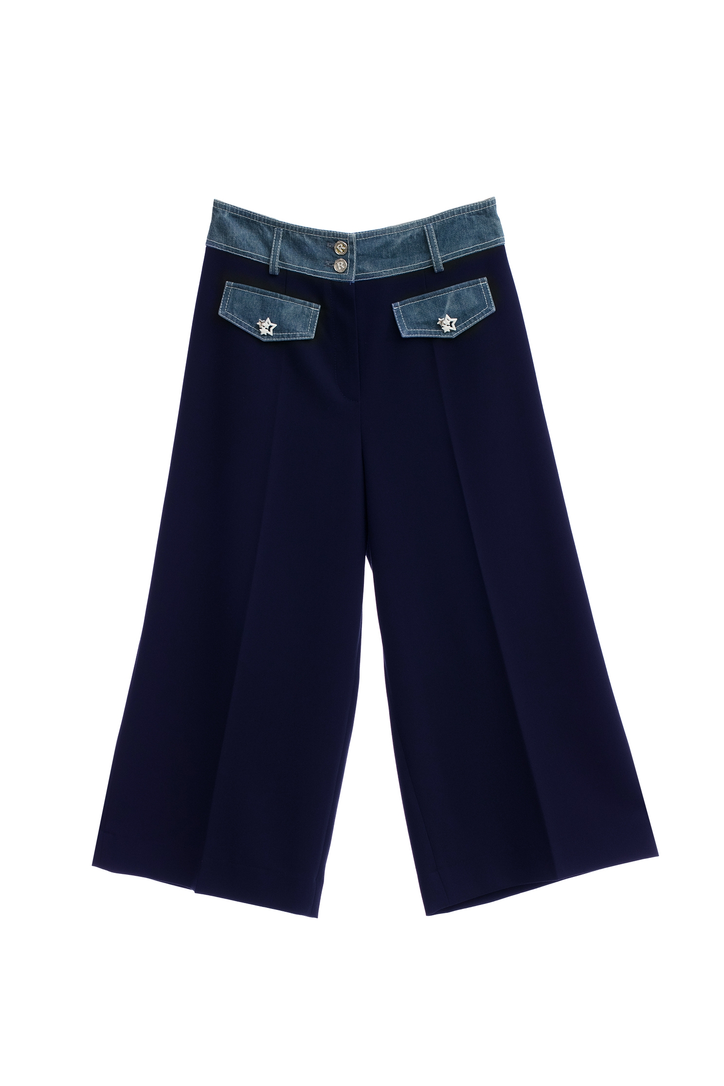 Contrast Denim Wide Leg Navy PantsContrast Denim Wide Leg Navy Pants,Culottes,Denim,Season (AW) Look,Wide-leg jeans