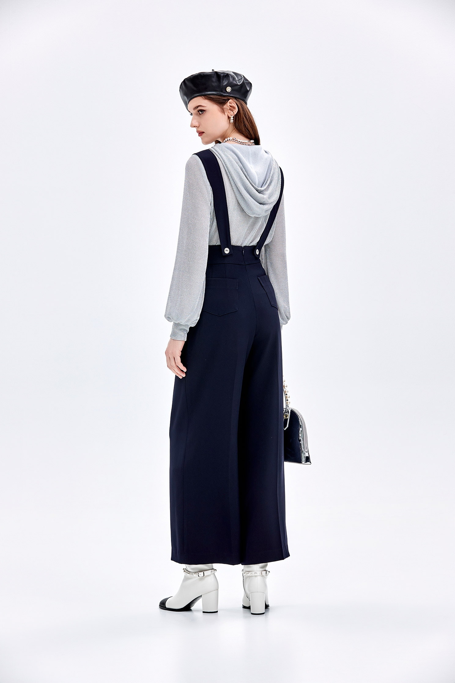 Navy Wide Leg Pants With Detachable StrapsNavy Wide Leg Pants With Detachable Straps,Culottes,Season (AW) Look,Culottes,Pants