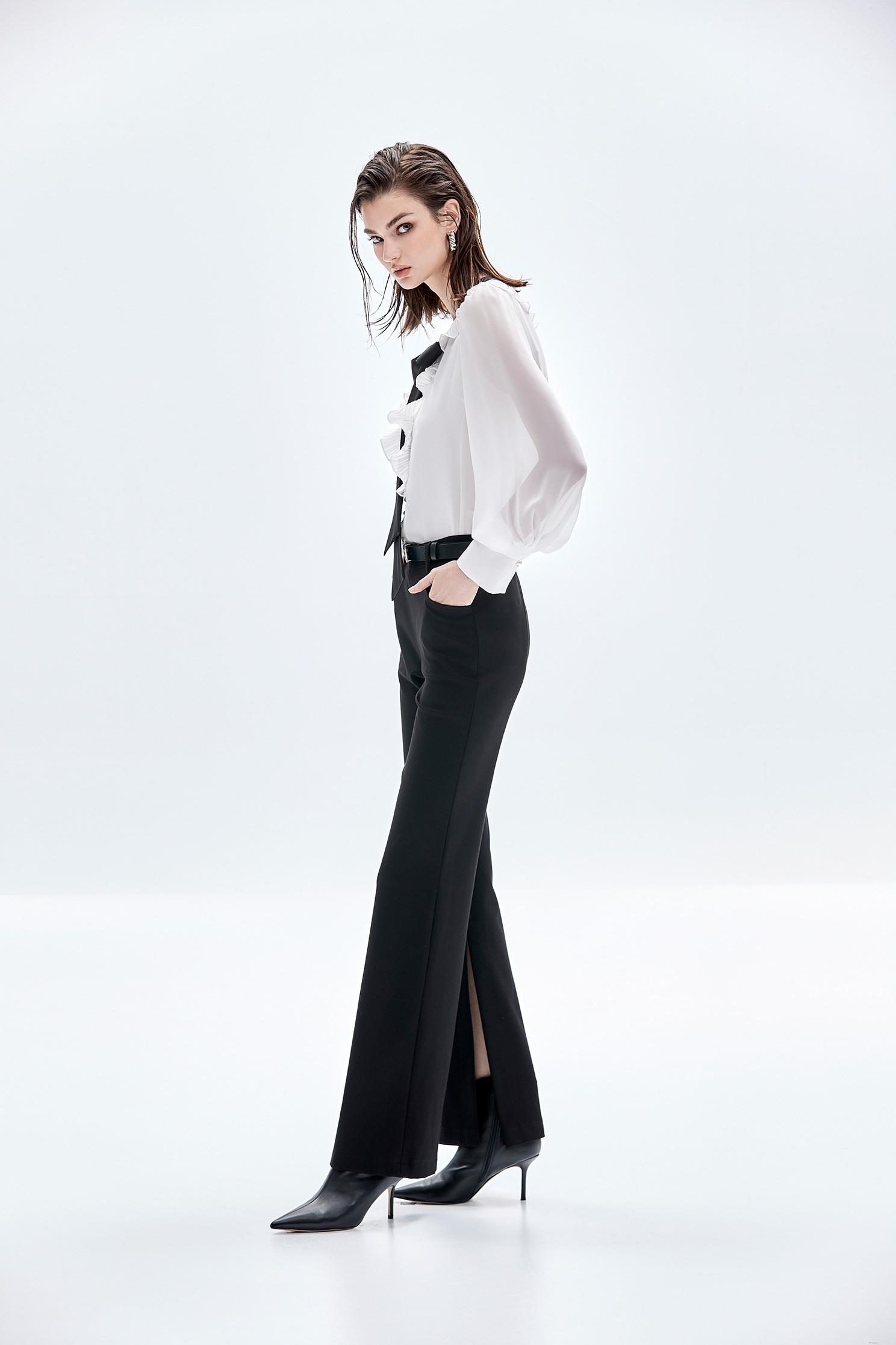 Boot Leg Pants With Inner Slit DetailBoot Leg Pants With Inner Slit Detail,Bell-bottoms,Culottes,Season (AW) Look,Bell-bottoms,Pants