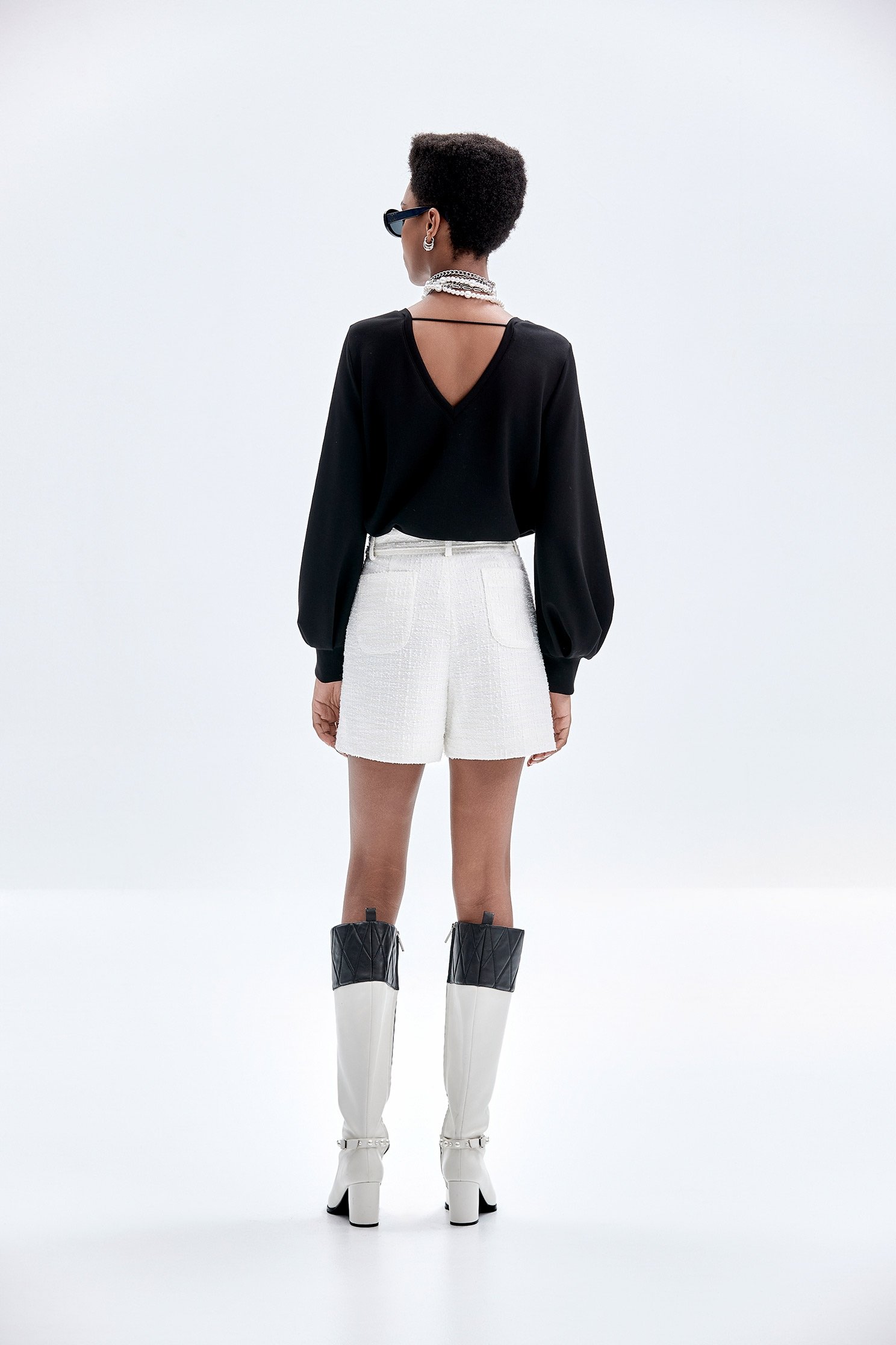 White Tweed City ShortsWhite Tweed City Shorts,Shorts,Season (AW) Look,Belts