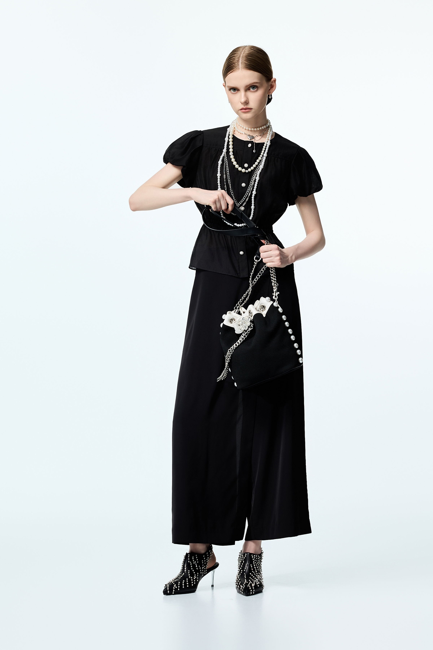 Front Panel Wide Leg PantsFront Panel Wide Leg Pants,Season (AW) Look,pants,Skorts,Black pants
