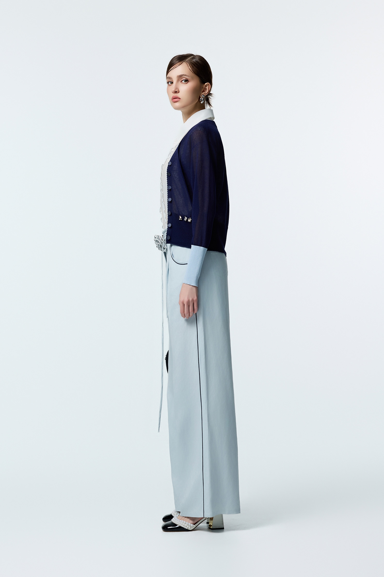 Light Blue High Waist Wide Leg PantsLight Blue High Waist Wide Leg Pants,Office Looks,Culottes,co-ord sets,Season (AW) Look,Culottes,Pants