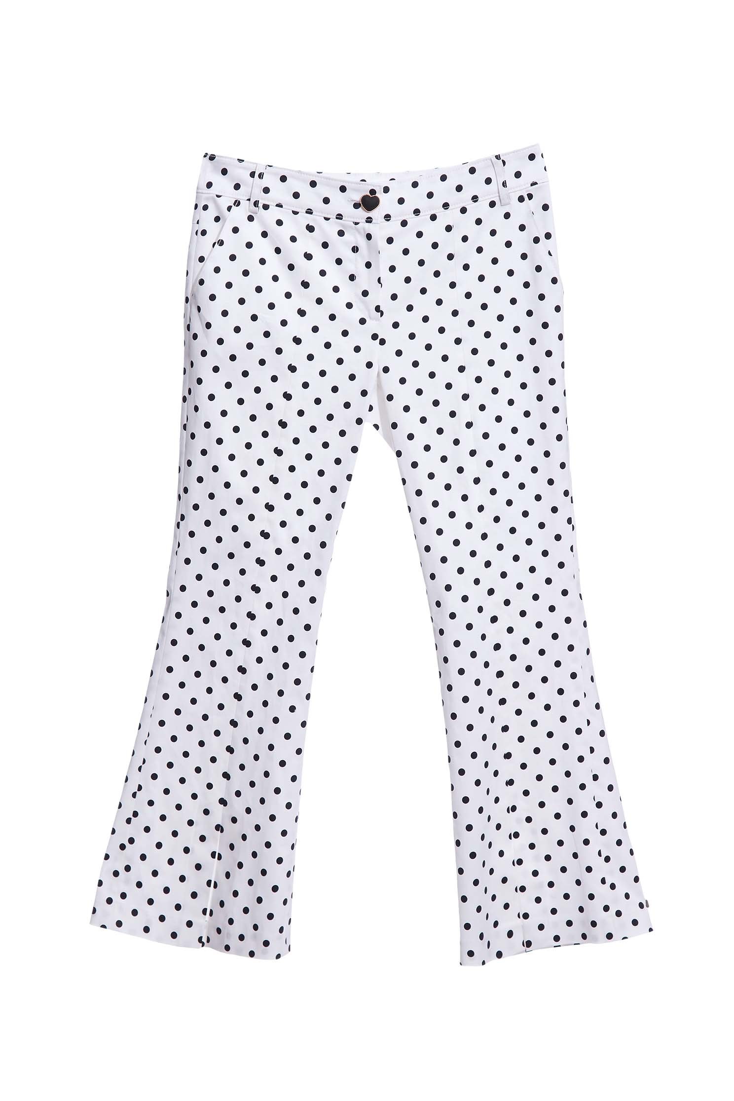 Polka Dot Front Slit PantsCropped pants with polka dot print,Bell-bottoms,summer-special,Season (SS) Look,Bell-bottoms,Tailored pants