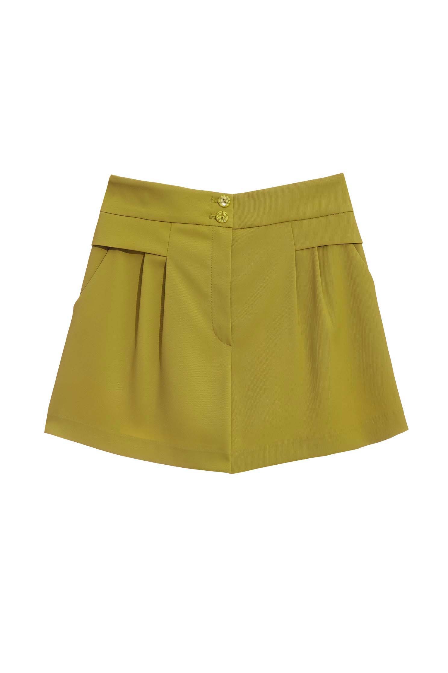 Basic Casual Green ShortsShorts with pattern buttons,Season (SS) Look,Shorts,comfotism