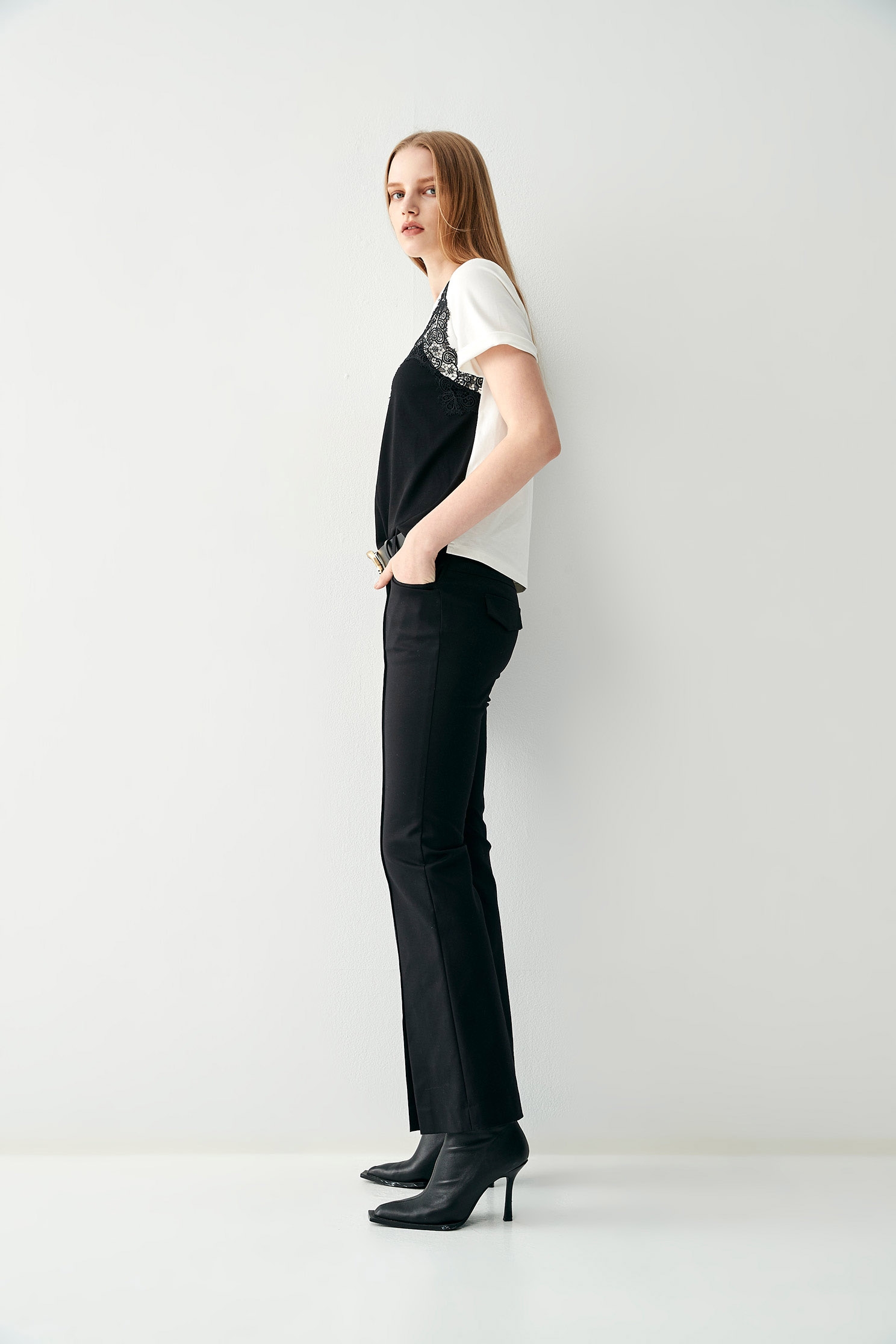 Basic Boot Leg Black PantsSimple vintage flared trousers,Culottes,Season (SS) Look,Culottes,Pants